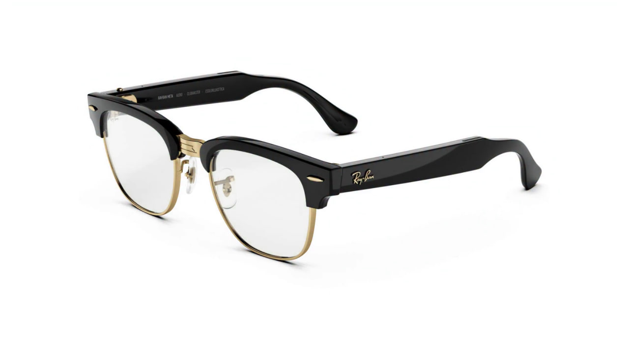 Умные очки Ray-Ban Meta (Audio) (Clubmaster, Shiny Black on Gold, Transitions, Graph. Green, T156/S51)