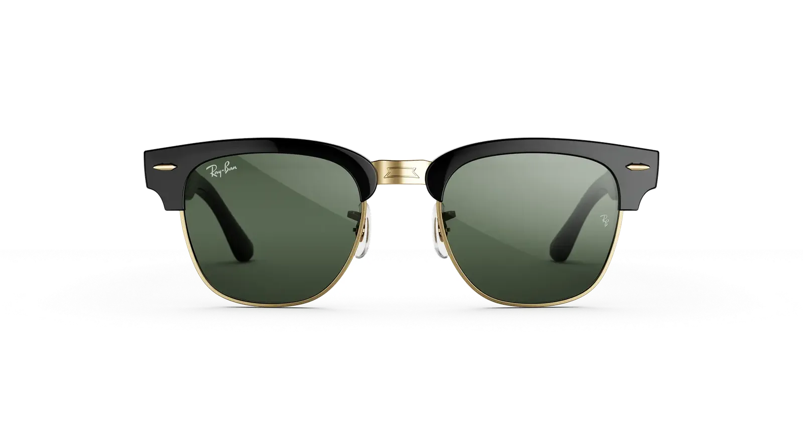 Clubmaster Shiny Black on Gold Transitions Graphite Green 2