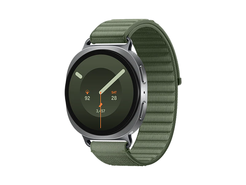 Samsung Galaxy Watch9 (44mm, Silver, Fabric, Olive, M/L)