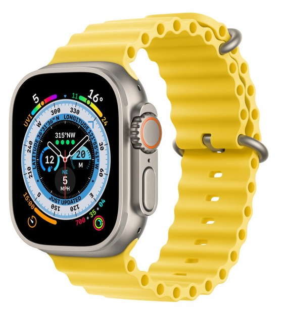 Apple Watch Ultra (49mm, Titanium, Ocean Band, Yellow, M/L)