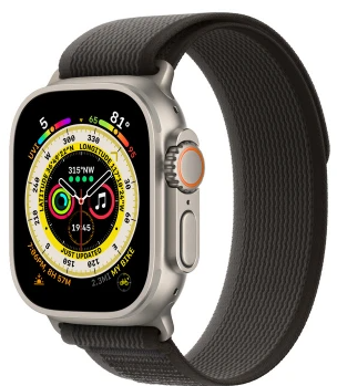 Apple Watch Ultra (49mm, Titanium, Trail Loop, Black/Grey, S/M)