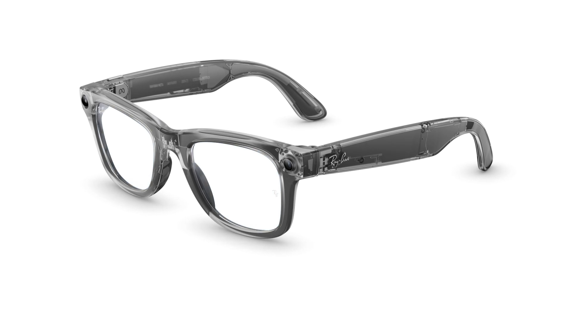 Умные очки Ray-Ban Meta (Gen 2) (Wayfarer, Shiny Transparent Grey, Transitions, Sapphire, T150/S50, RW4012)