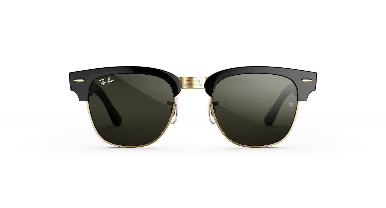 Clubmaster Shiny Black on Gold Green 2
