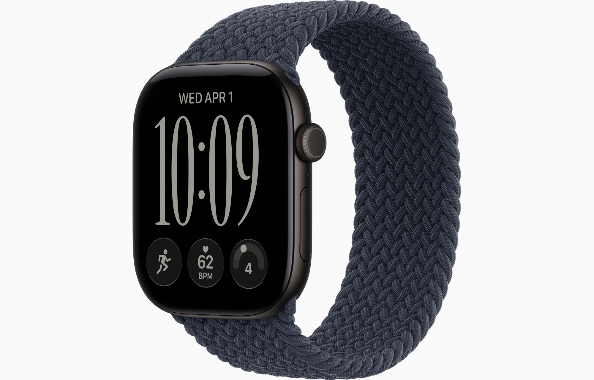 Apple Watch Series 12 (46mm, Black, Braided Solo Loop, Navy Blue, One Size)