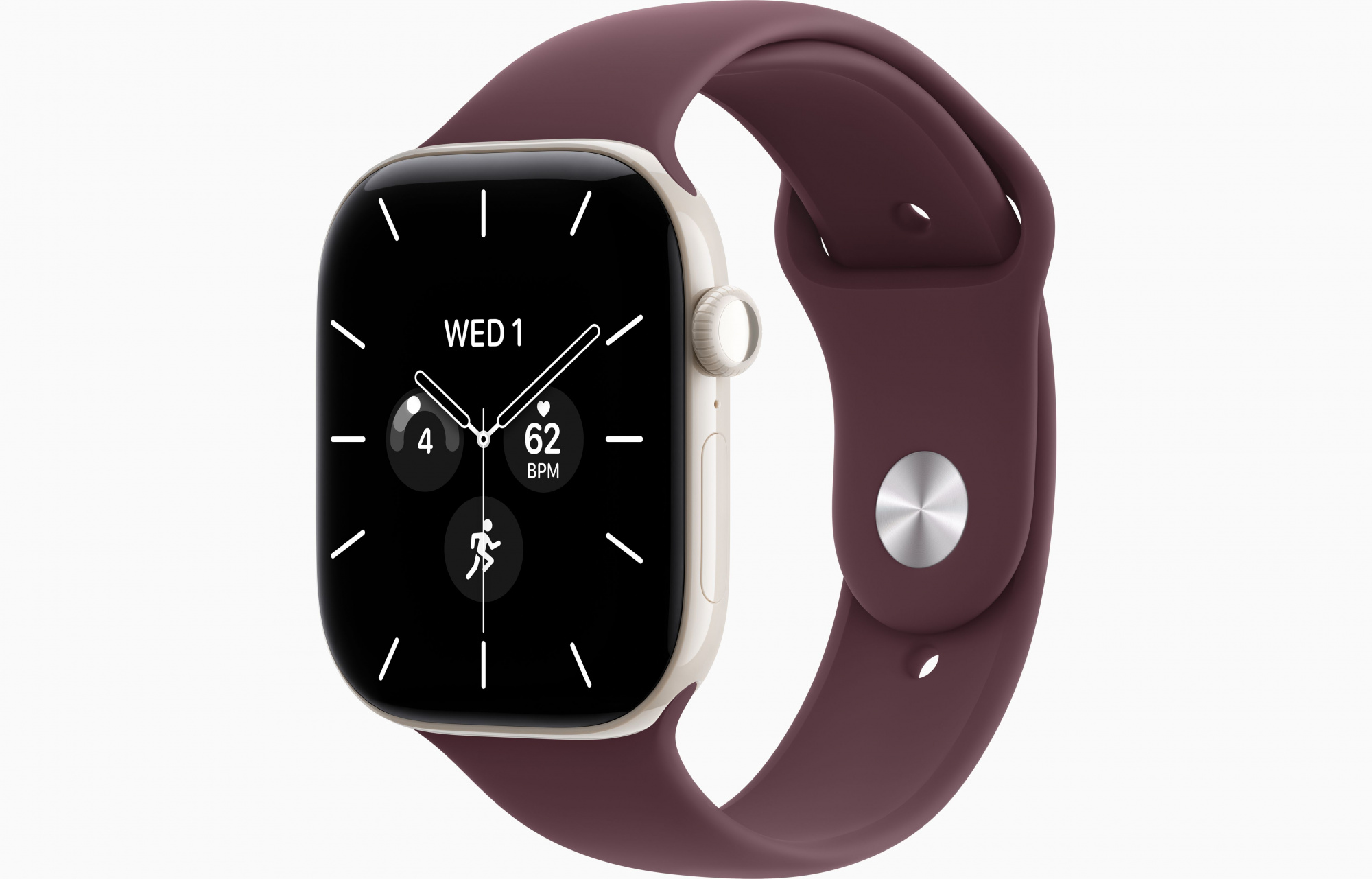 Apple Watch Series 12 (46mm, Pearl White, Sport Band, Burgundy, M/L)