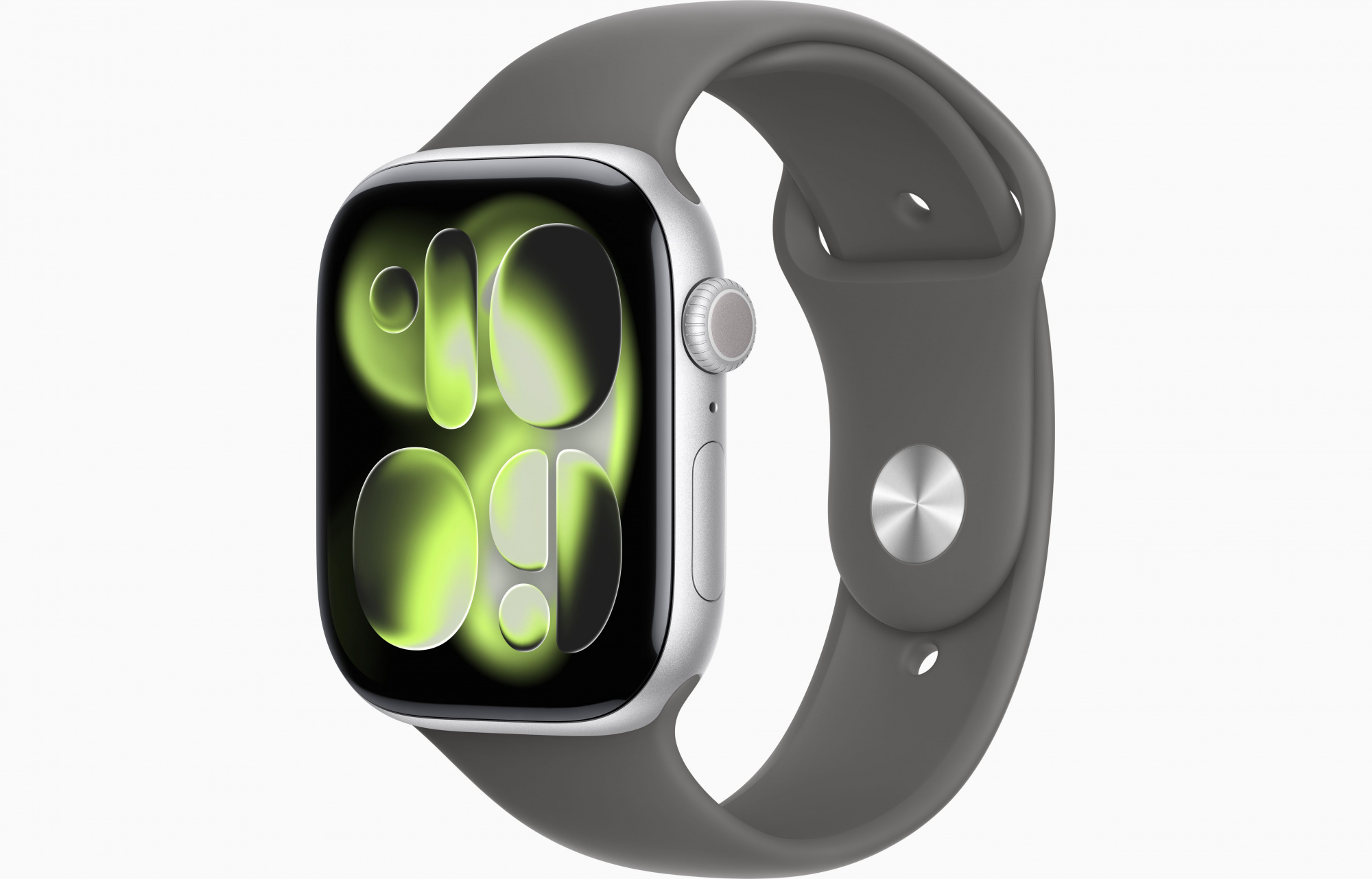 Apple Watch Series 11 (46mm, Silver, Sport Band, Stone Gray, S/M)