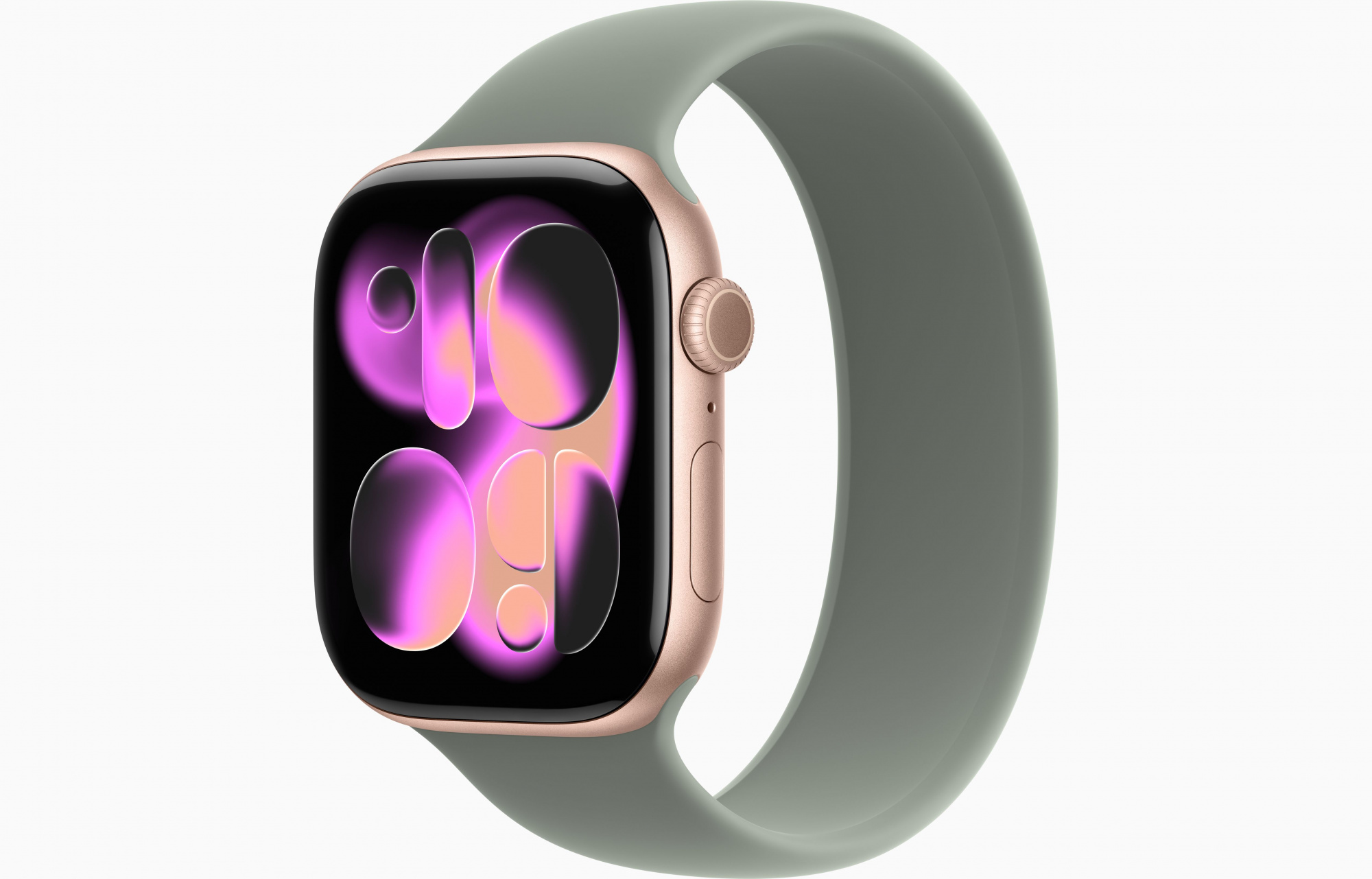 Apple Watch Series 11 (46mm, Rose Gold, Solo Loop, Green Gray, One Size)
