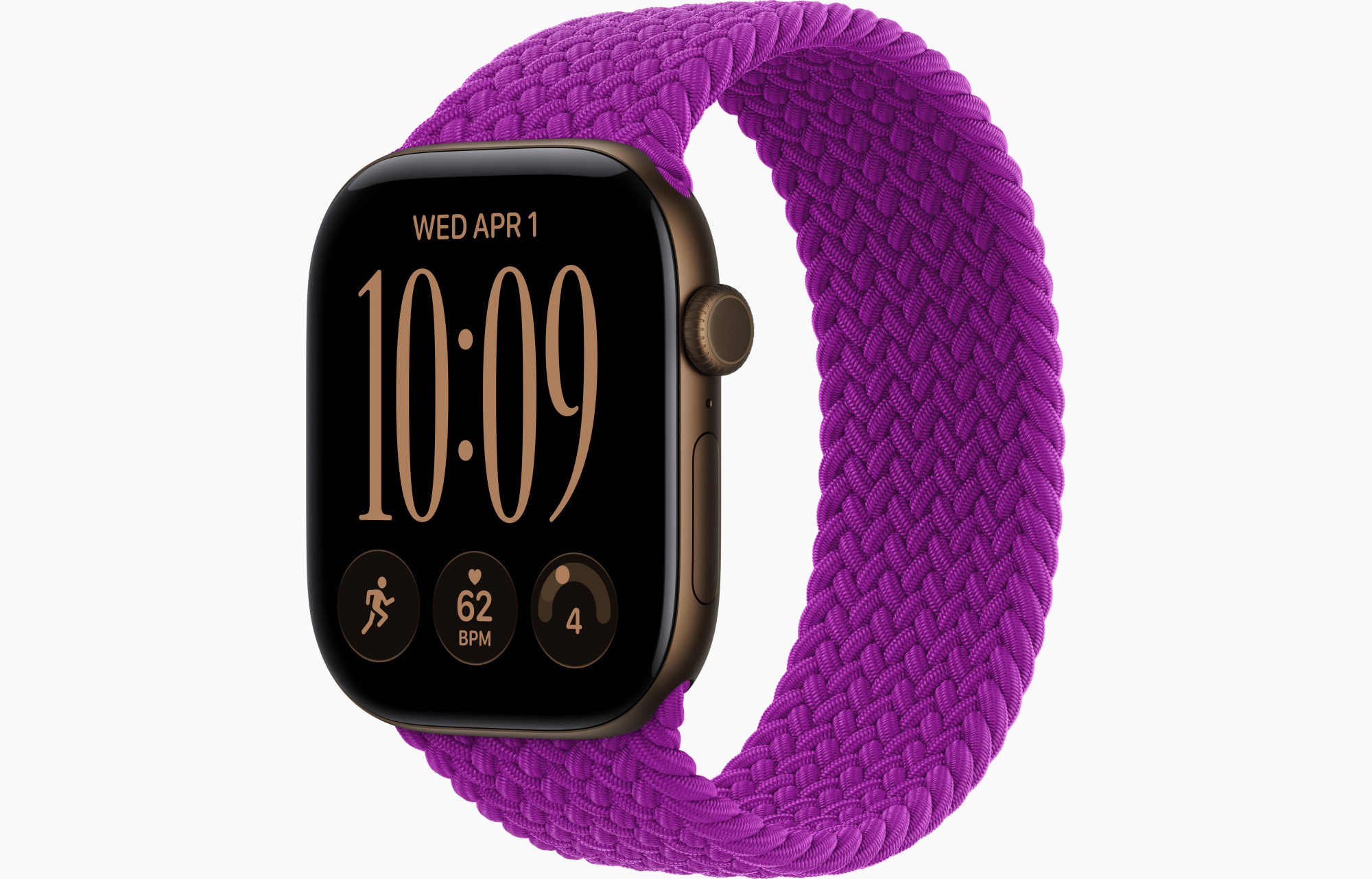 Apple Watch Series 12 (46mm, Dark Bronze, Braided Solo Loop, Magenta, One Size)