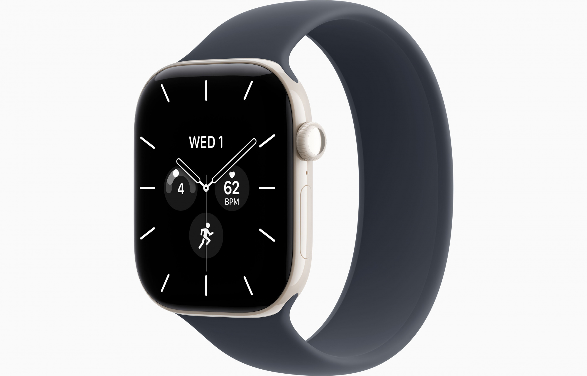 Apple Watch Series 12 (46mm, Pearl White, Solo Loop, Navy Blue, One Size)