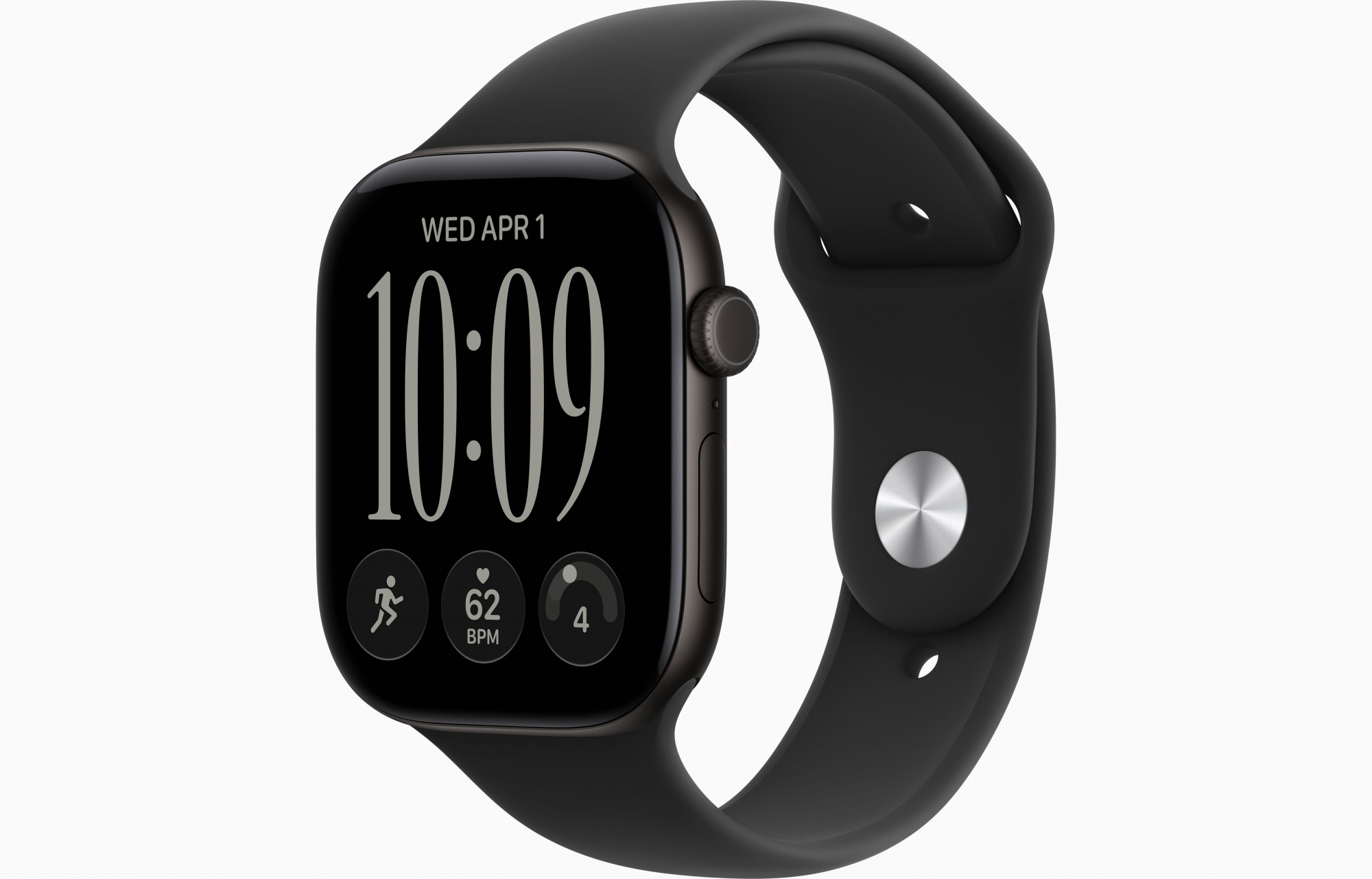 Apple Watch Series 12 (46mm, Black, Sport Band, Black, S/M)