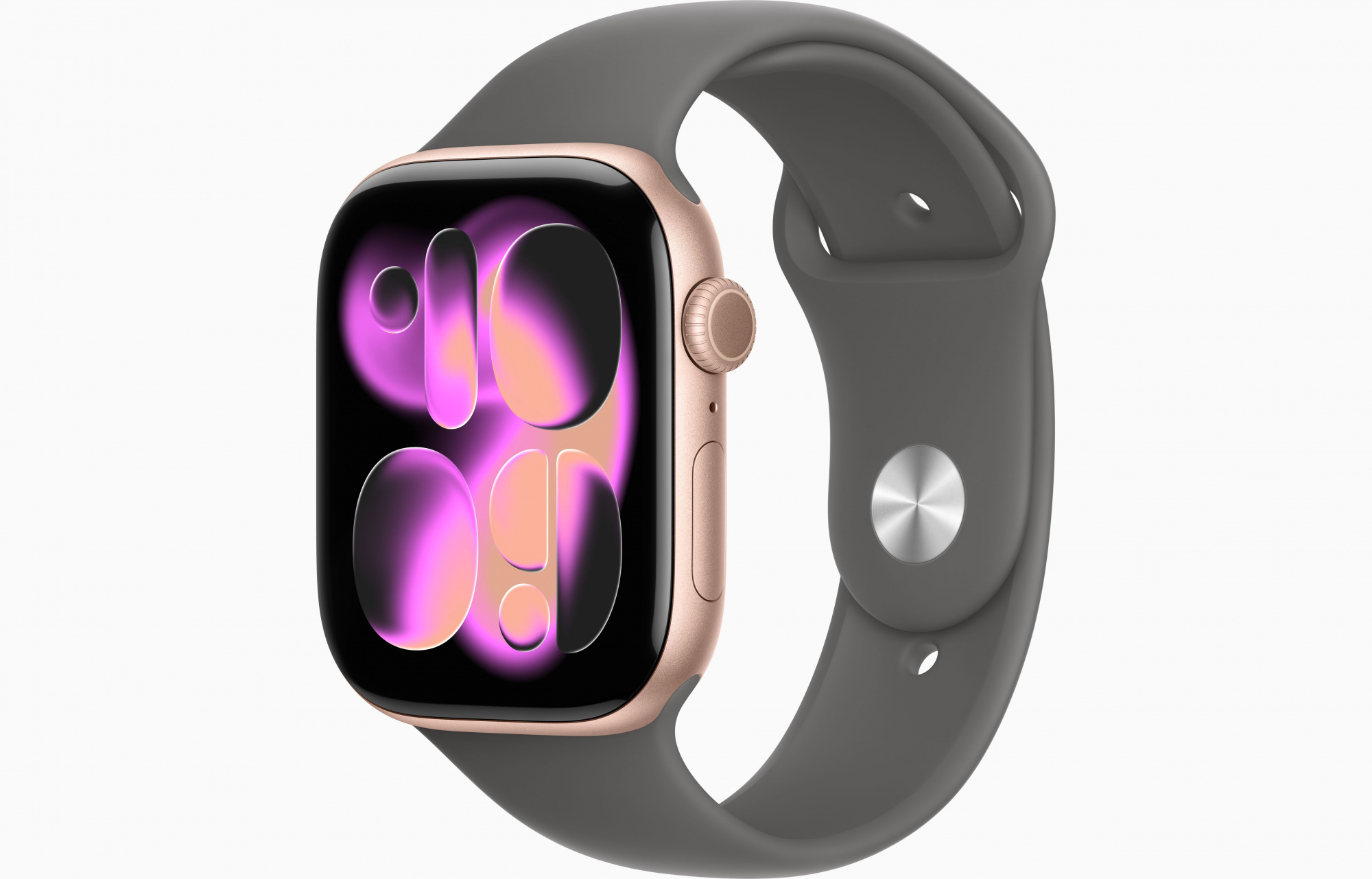 Apple Watch Series 11 (42mm, Rose Gold, Sport Band, Stone Gray, S/M)