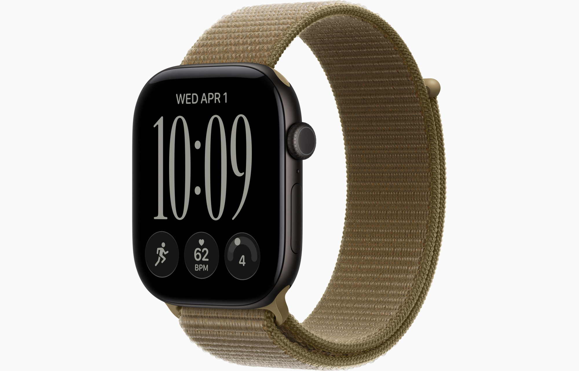 Apple Watch Series 12 (46mm, Black, Sport Loop, Olive, One Size)