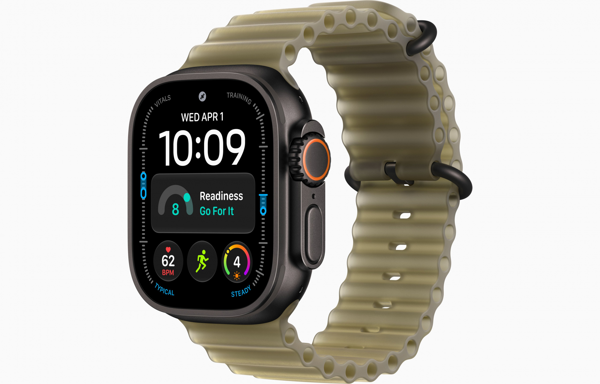 Apple Watch Ultra 4 (49mm, Black Titanium, Ocean Band, Translucent Kelp, One Size)