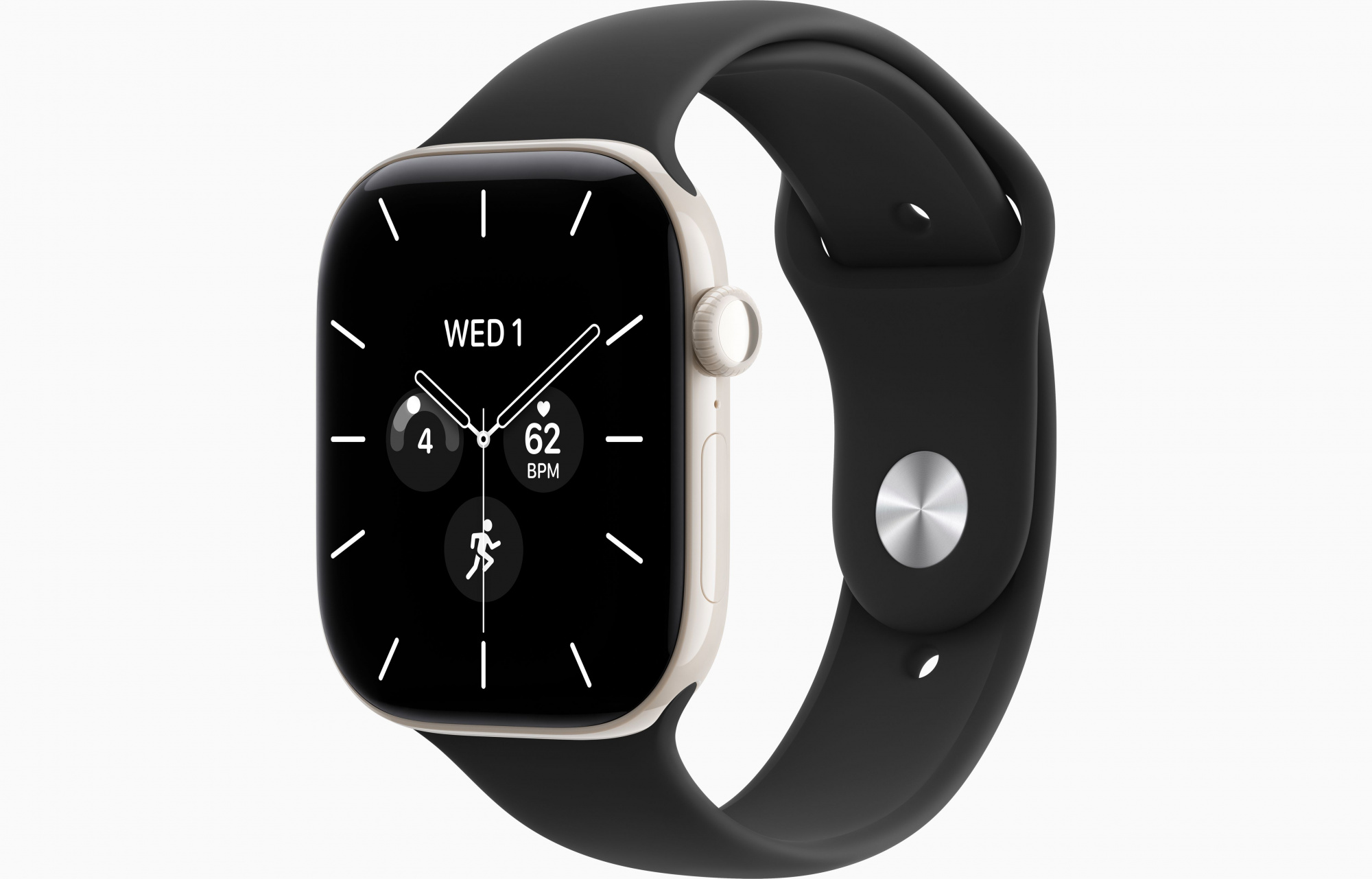 Apple Watch Series 12 (46mm, Pearl White, Sport Band, Black, S/M)