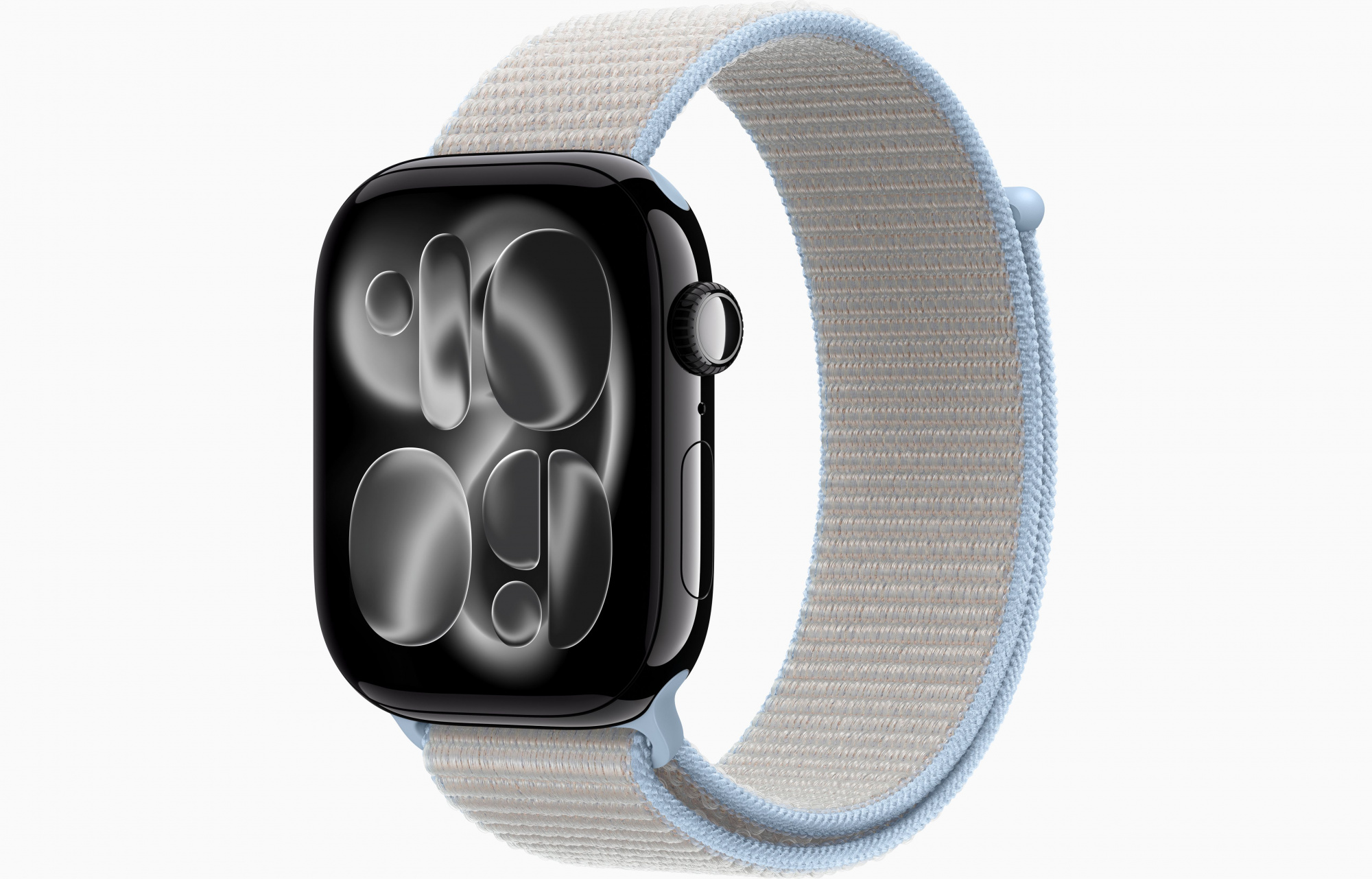 Apple Watch Series 11 (46mm, Jet Black, Sport Loop, Blue Mist, One Size)