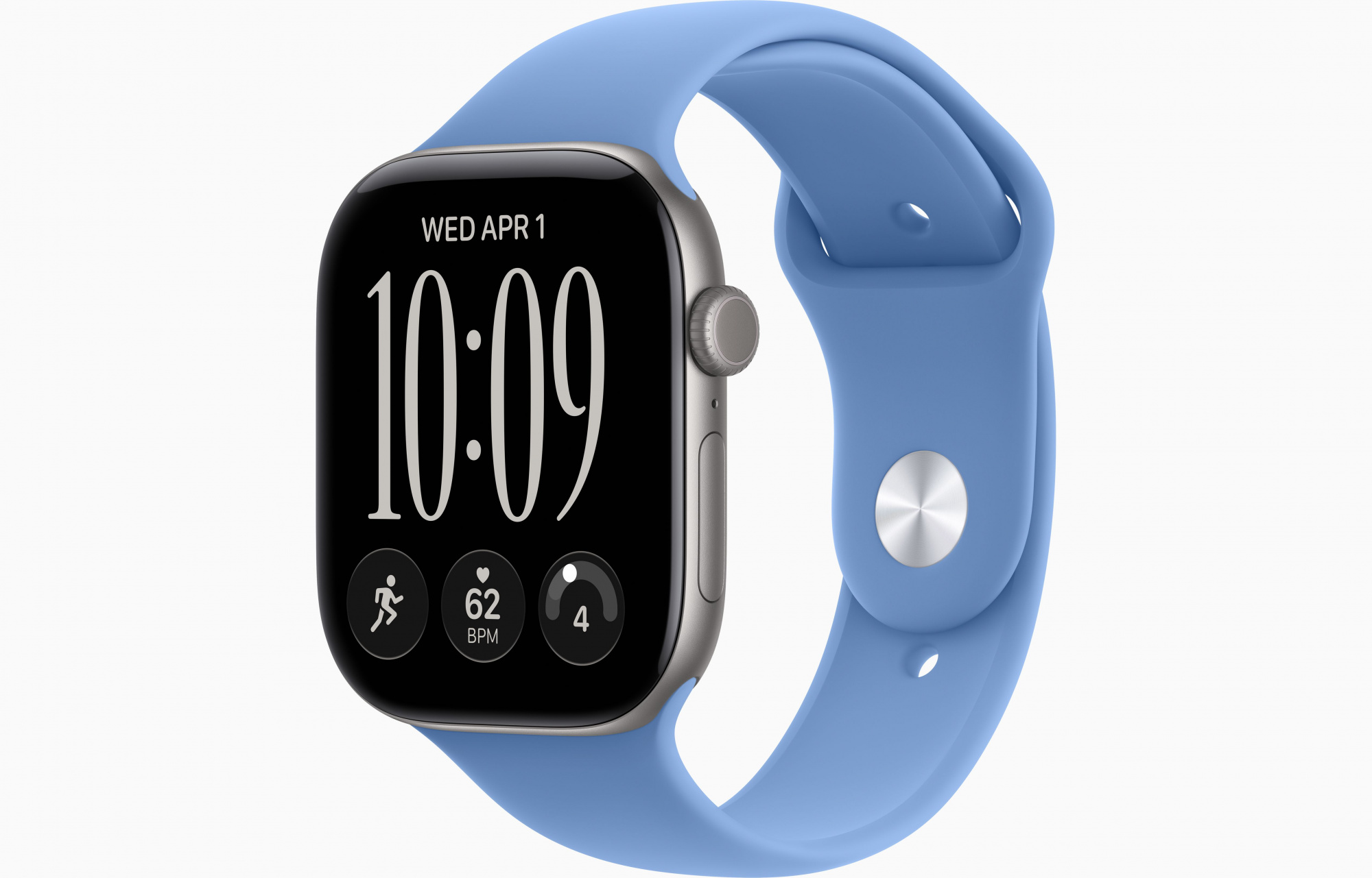 Apple Watch Series 12 (42mm, Space Gray, Sport Band, Wildflower Blue, S/M)