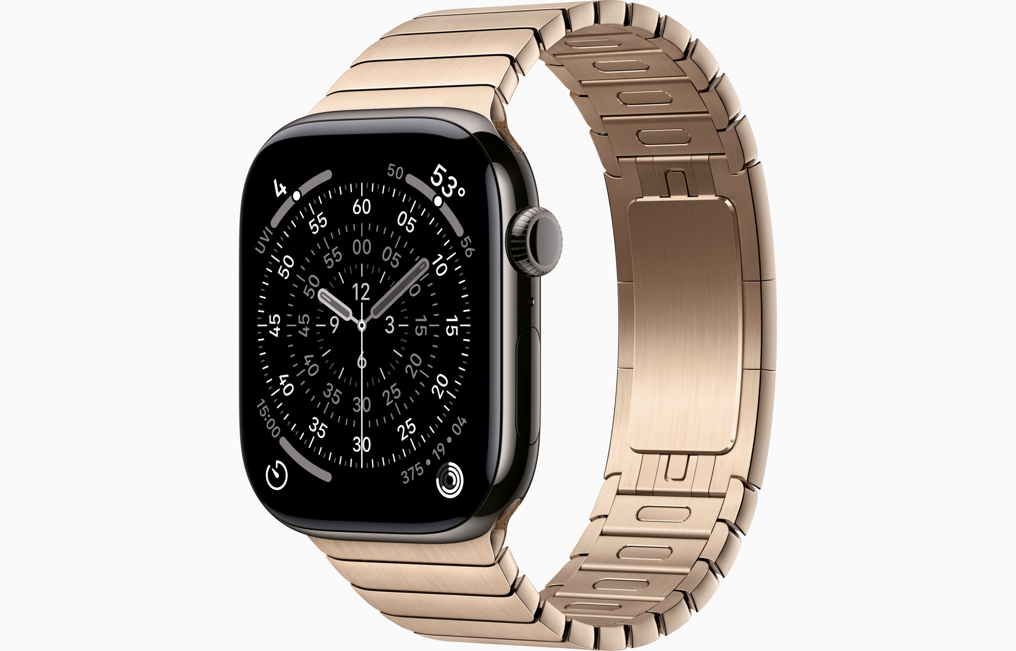 Apple Watch Series 11 (46mm, Slate Titanium, Link Bracelet, Gold, M/L)