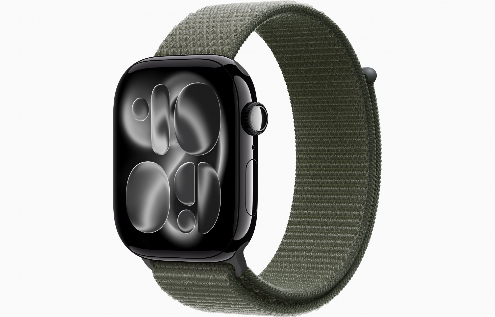 Apple Watch Series 11 (46mm, Jet Black, Sport Loop, Forest, One Size)