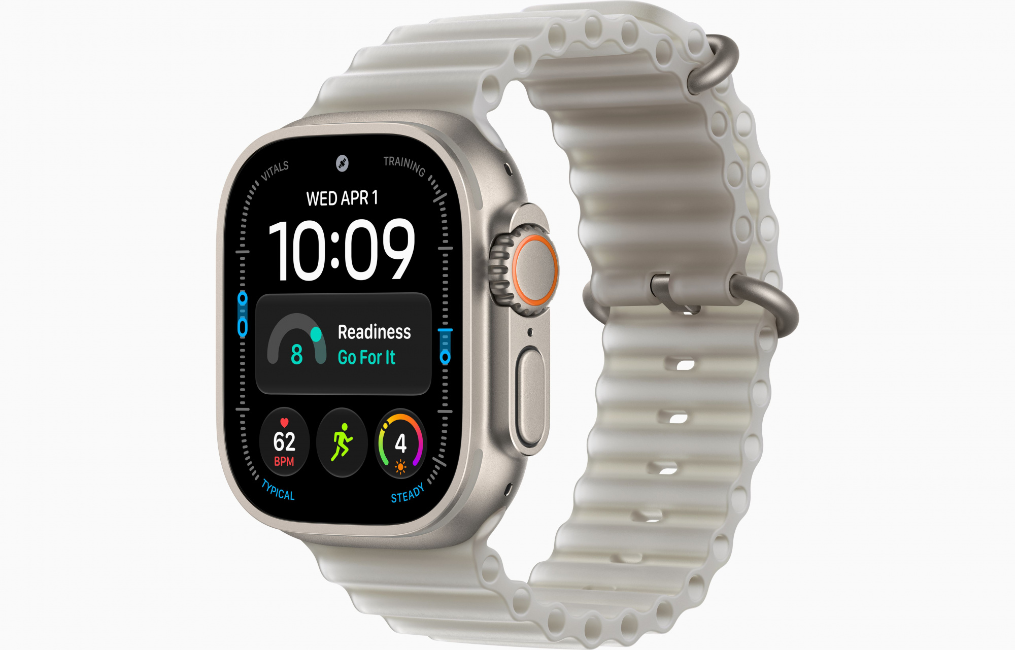 Apple Watch Ultra 4 (49mm, Natural Titanium, Ocean Band, Translucent Gray, One Size)