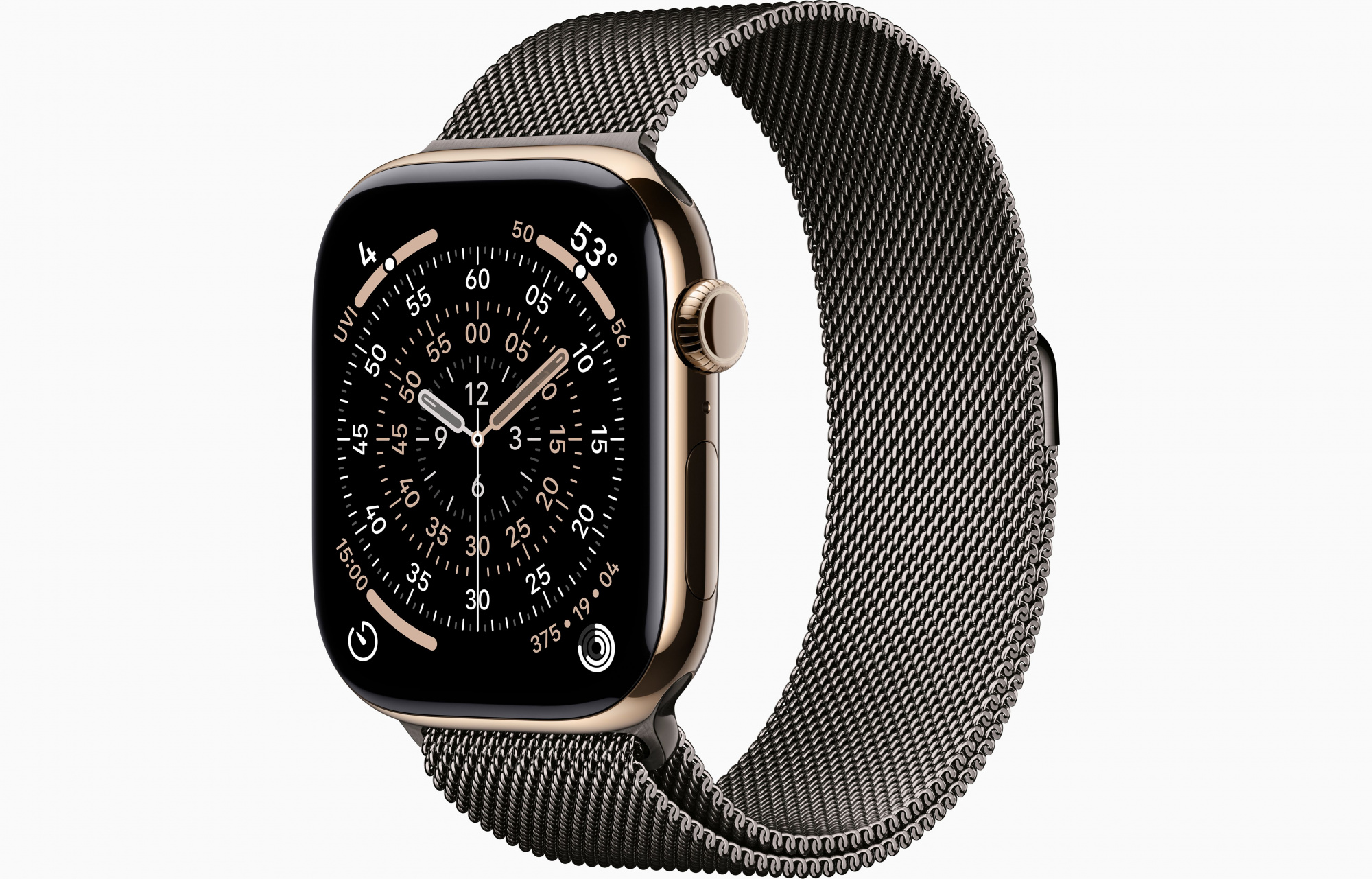 Apple Watch Series 11 (46mm, Gold Titanium, Milanese Loop, Slate, S/M)