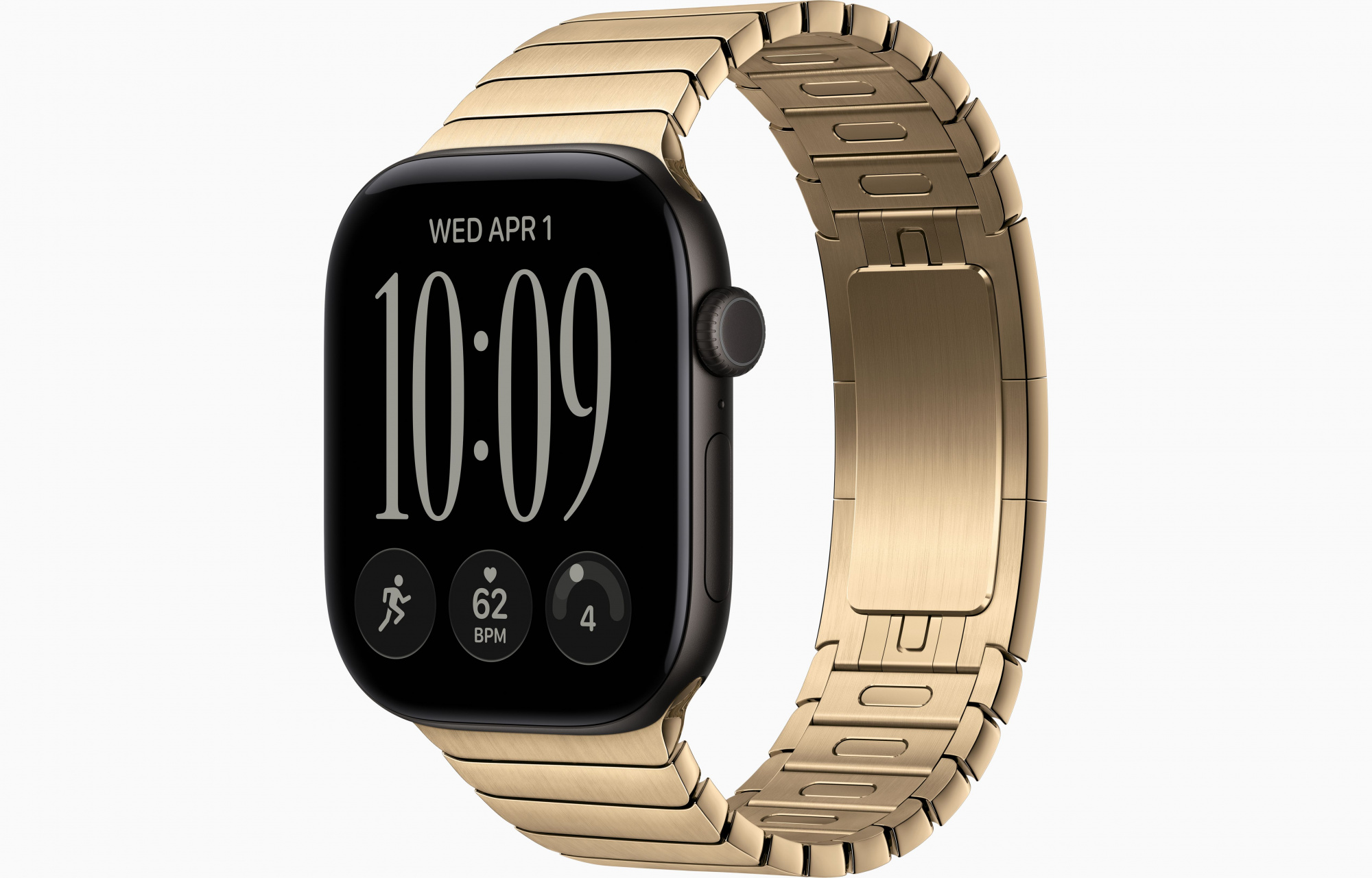 Apple Watch Series 12 (46mm, Black, Link Bracelet, Radiant Gold, One Size)