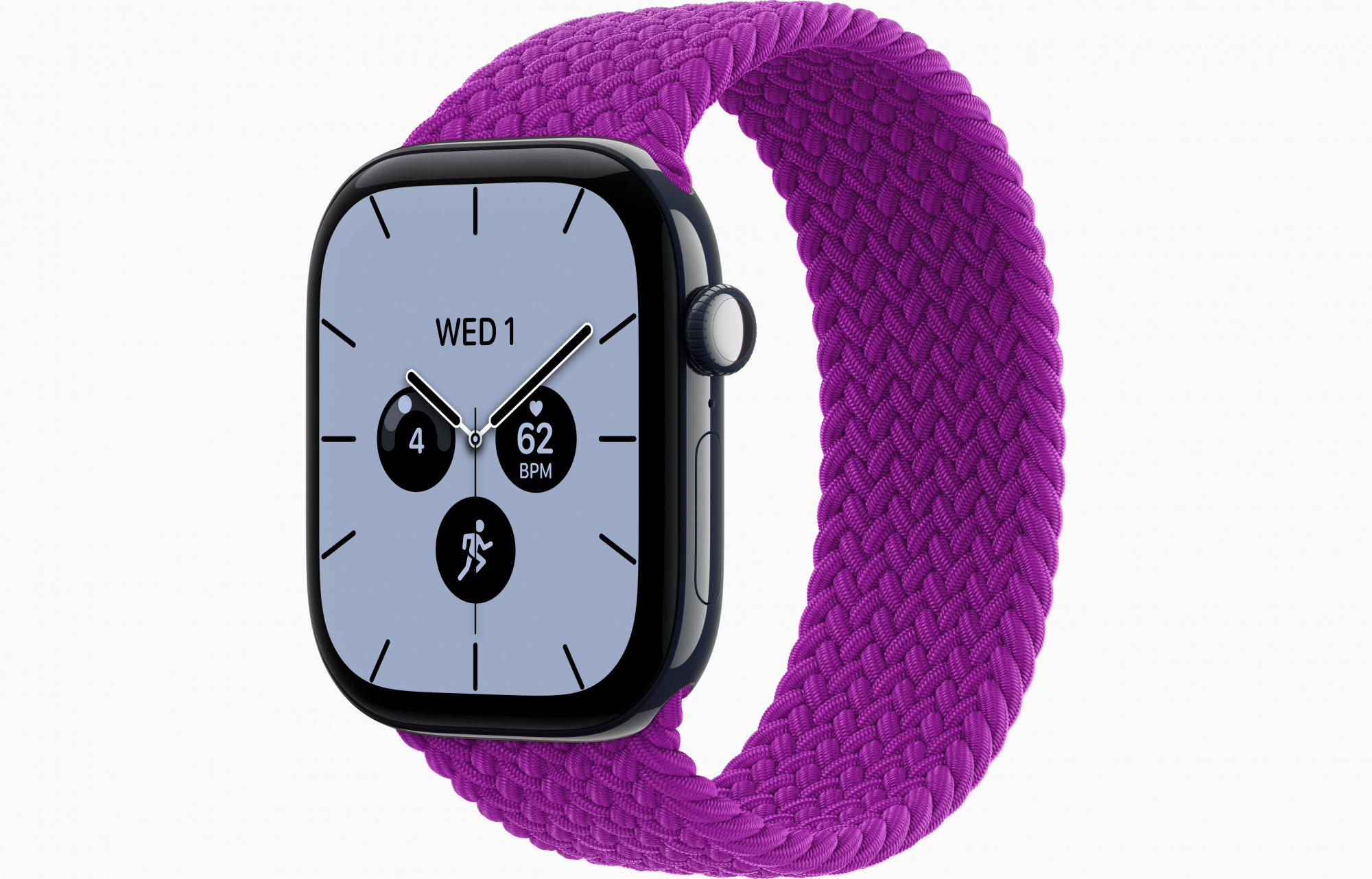 Apple Watch Series 12 (46mm, Night Blue, Braided Solo Loop, Magenta, One Size)