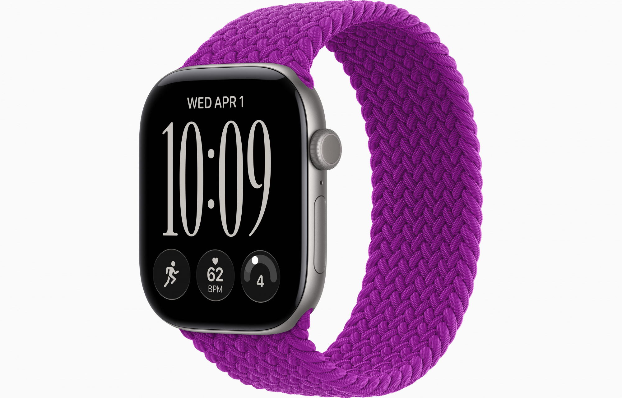 Apple Watch Series 12 (46mm, Space Gray, Braided Solo Loop, Magenta, One Size)