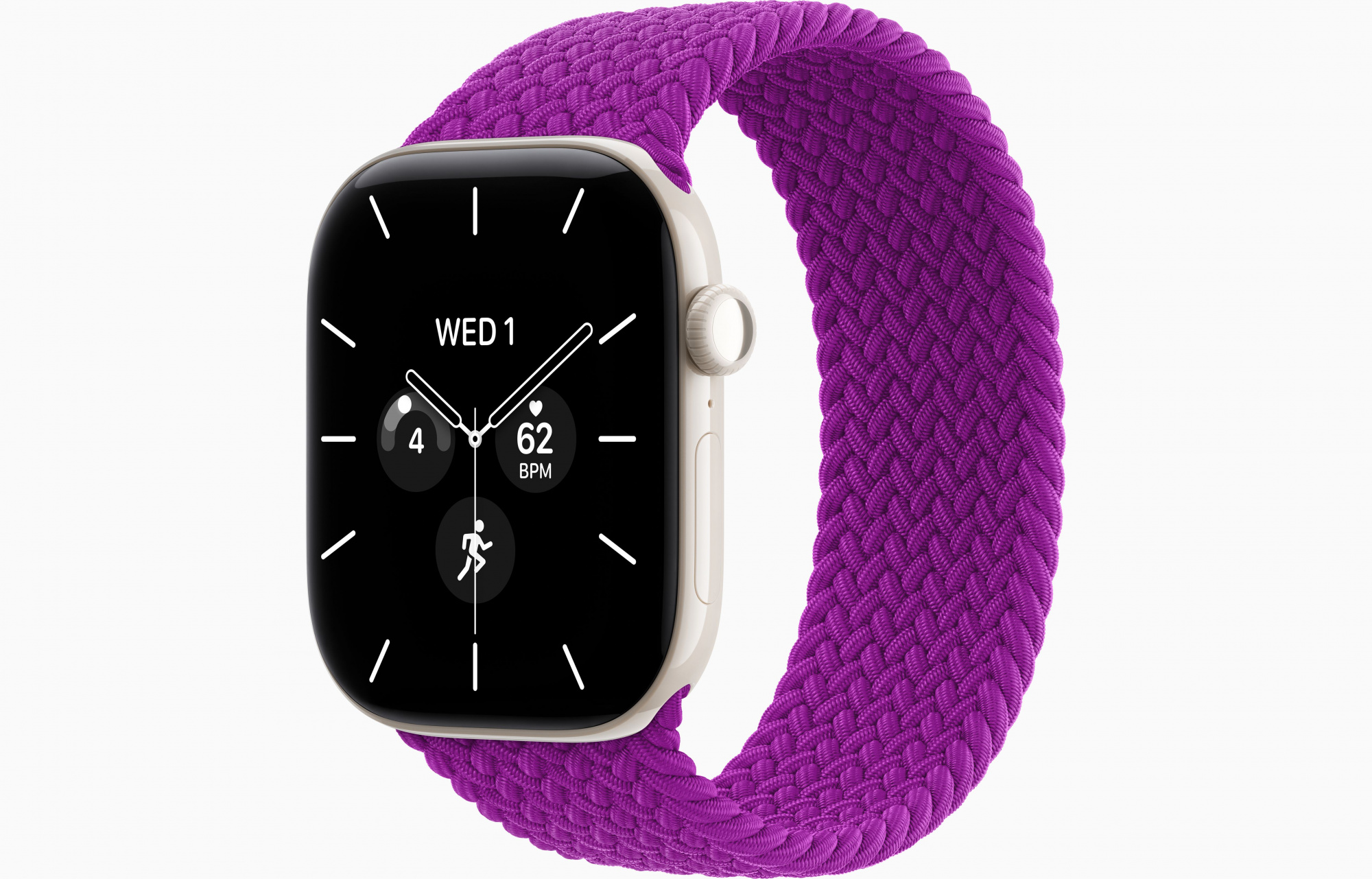 Apple Watch Series 12 (46mm, Pearl White, Braided Solo Loop, Magenta, One Size)