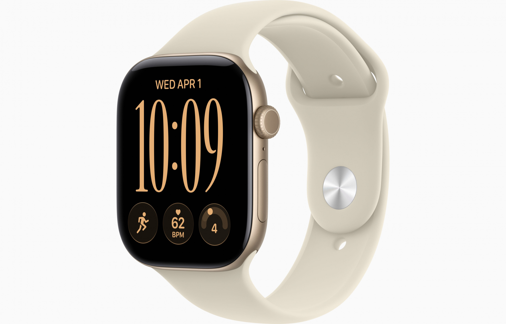 Apple Watch Series 12 (46mm, Light Gold, Sport Band, Sand, S/M)