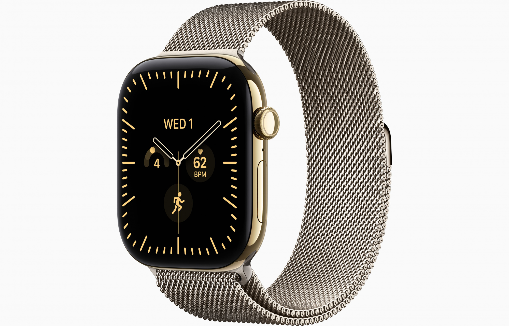 Apple Watch Series 12 (46mm, Radiant Gold, Milanese Loop, Natural, S/M)