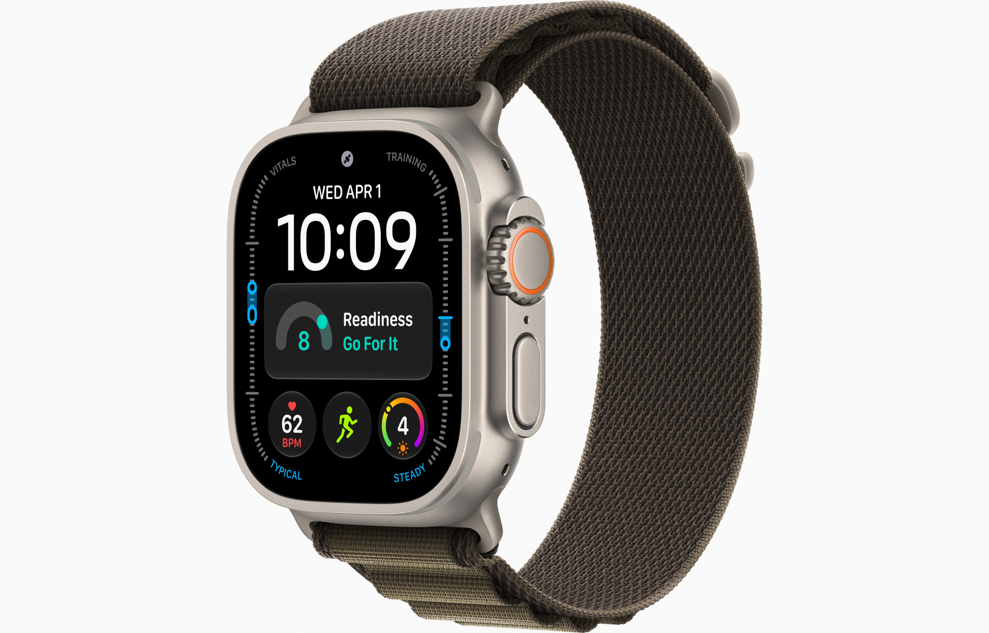 Apple Watch Ultra 4 (49mm, Natural Titanium, Alpine Loop, Dark Olive, L)