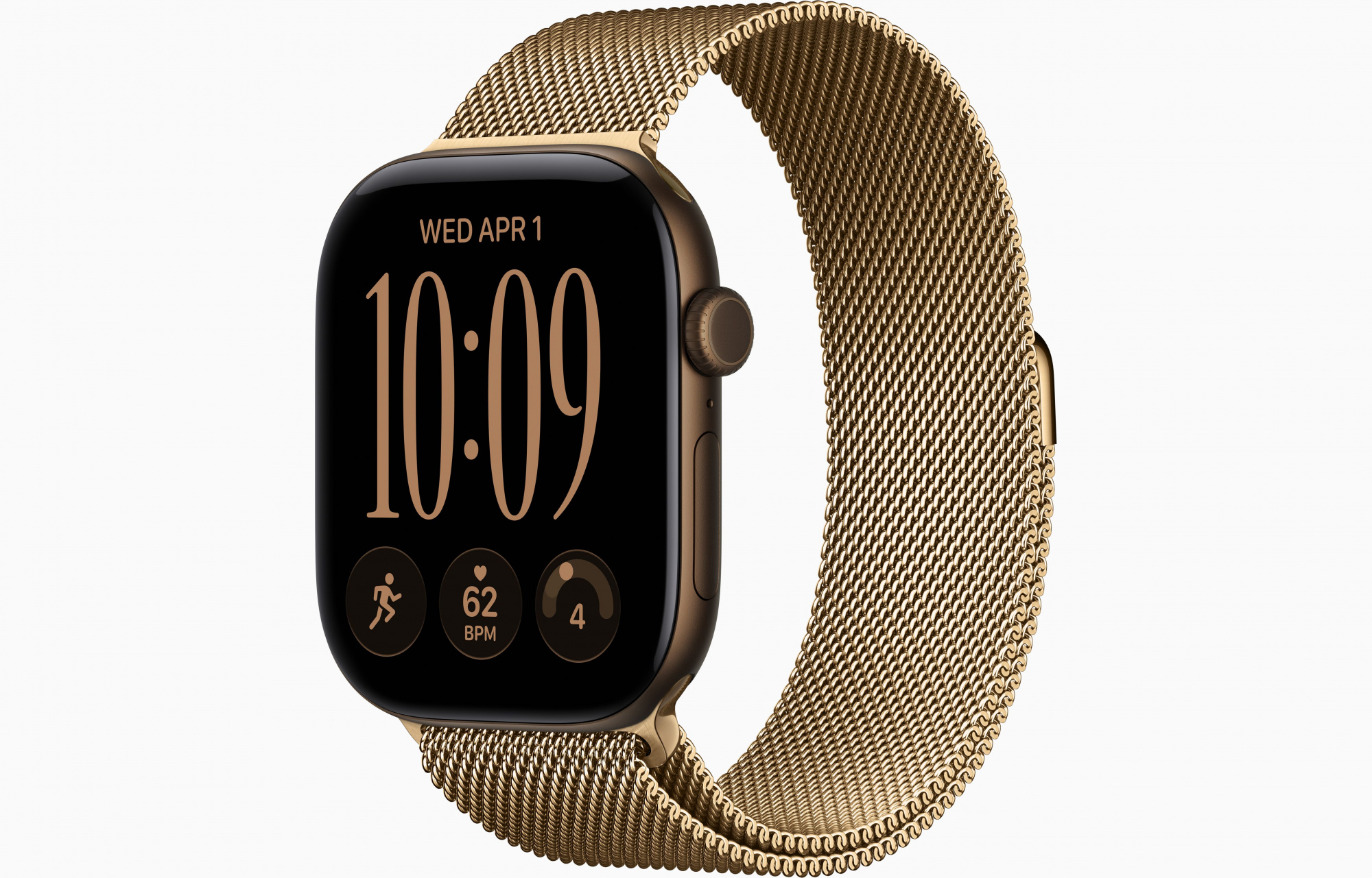 Apple Watch Series 12 (46mm, Dark Bronze, Milanese Loop, Radiant Gold, S/M)