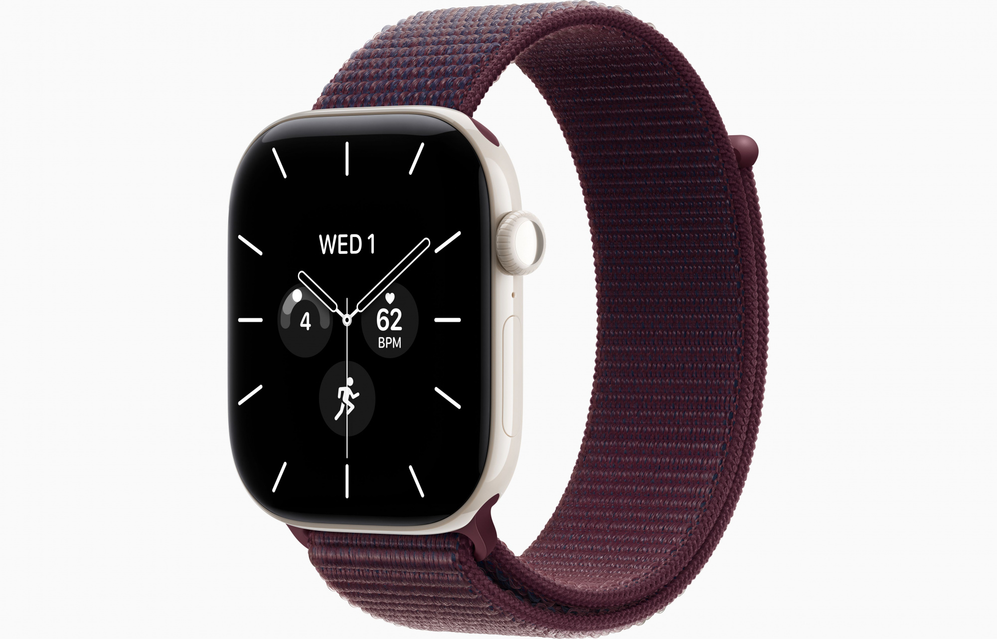 Apple Watch Series 12 (46mm, Pearl White, Sport Loop, Burgundy, One Size)