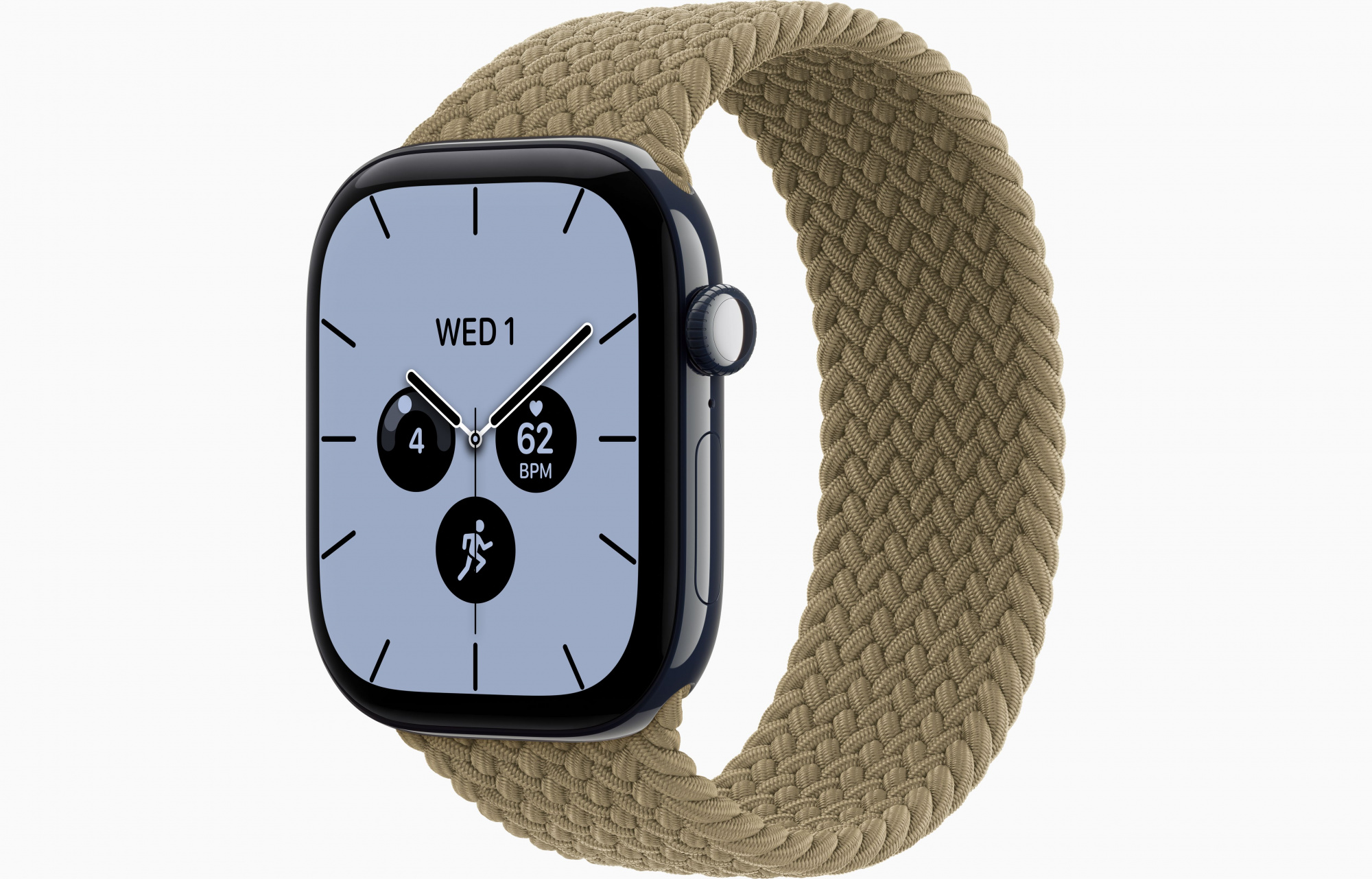 Apple Watch Series 12 (46mm, Night Blue, Braided Solo Loop, Olive, One Size)