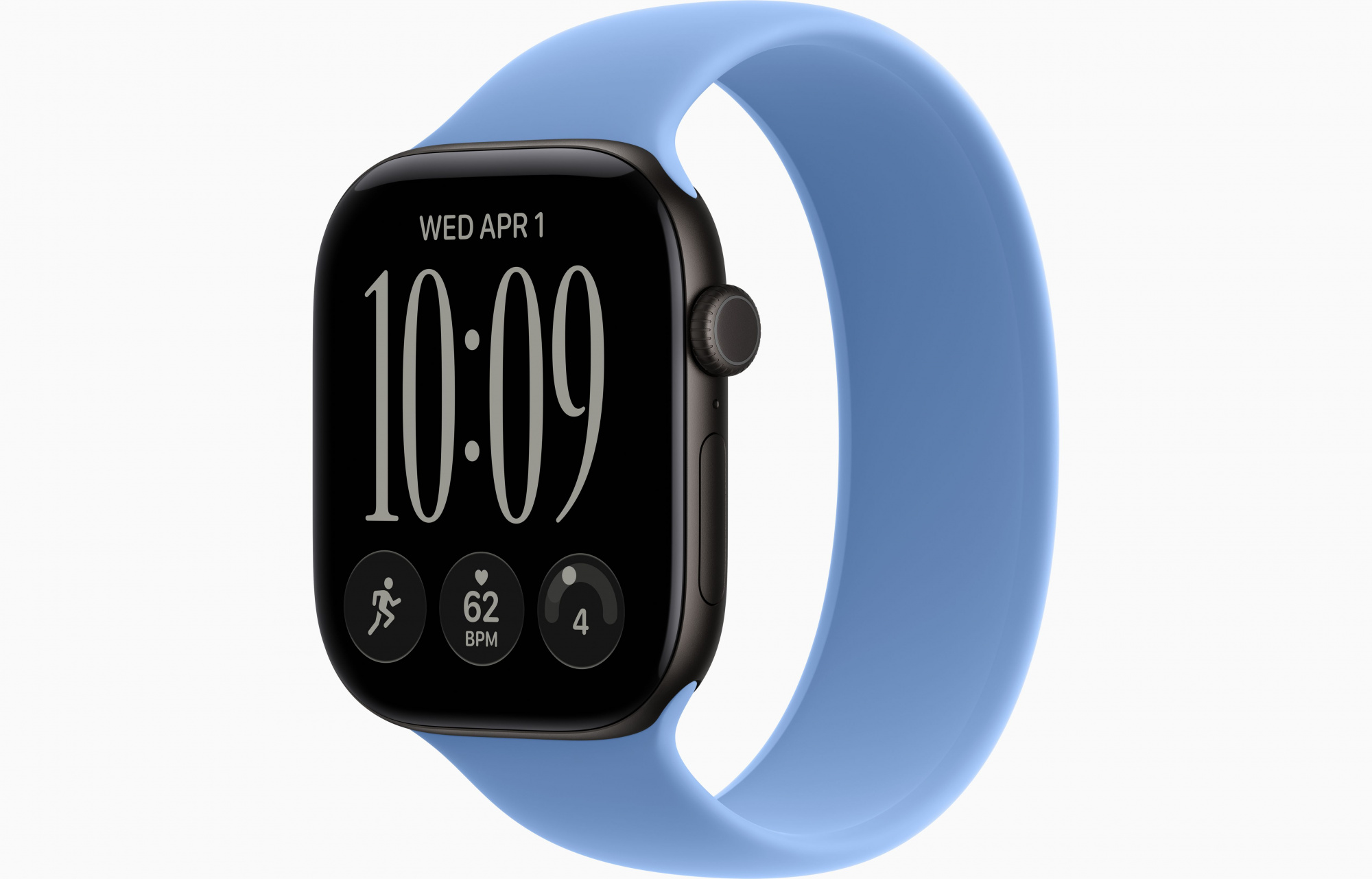 Apple Watch Series 12 (46mm, Black, Solo Loop, Wildflower Blue, One Size)