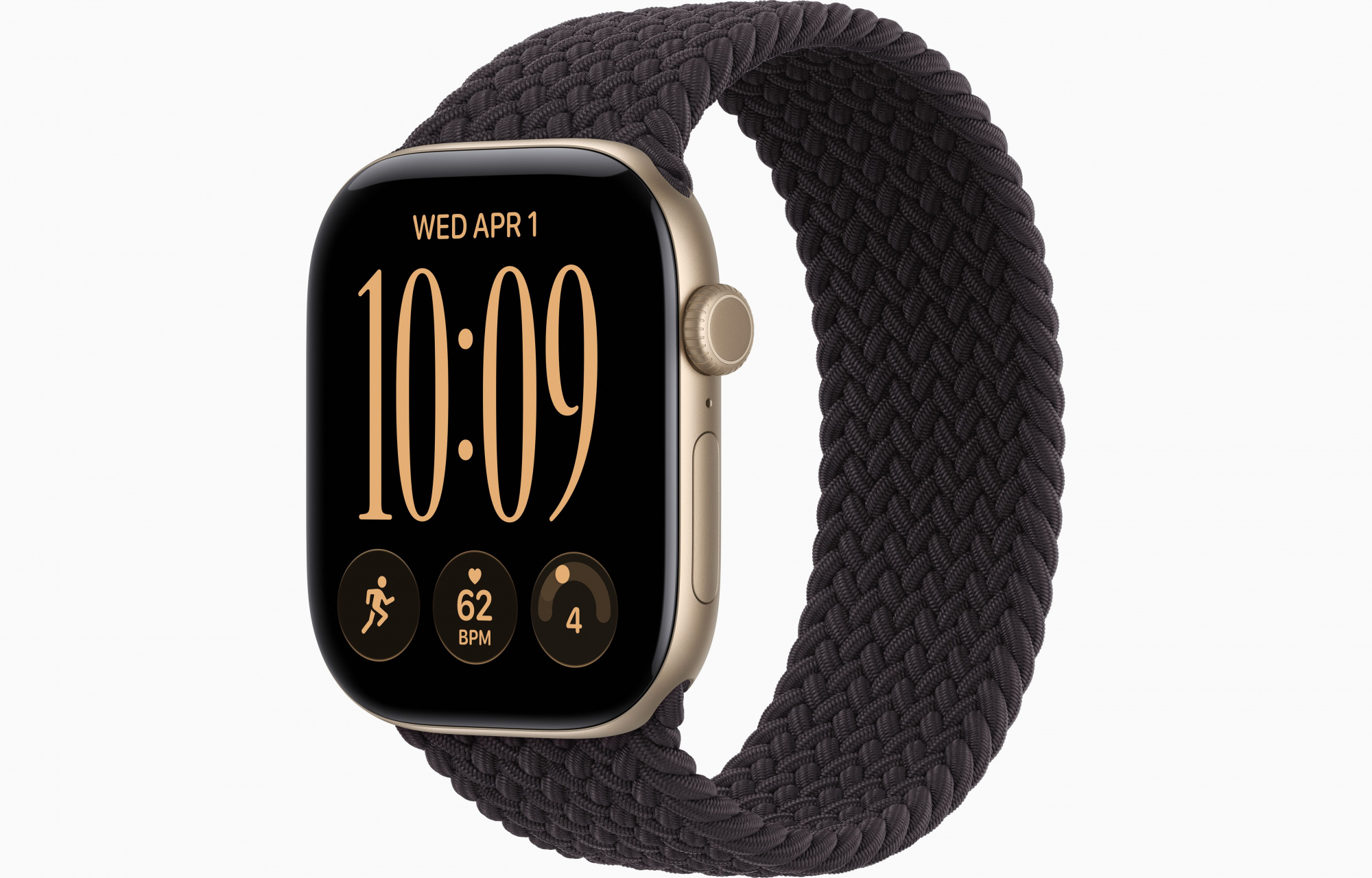 Apple Watch Series 12 (42mm, Light Gold, Braided Solo Loop, Black, One Size)