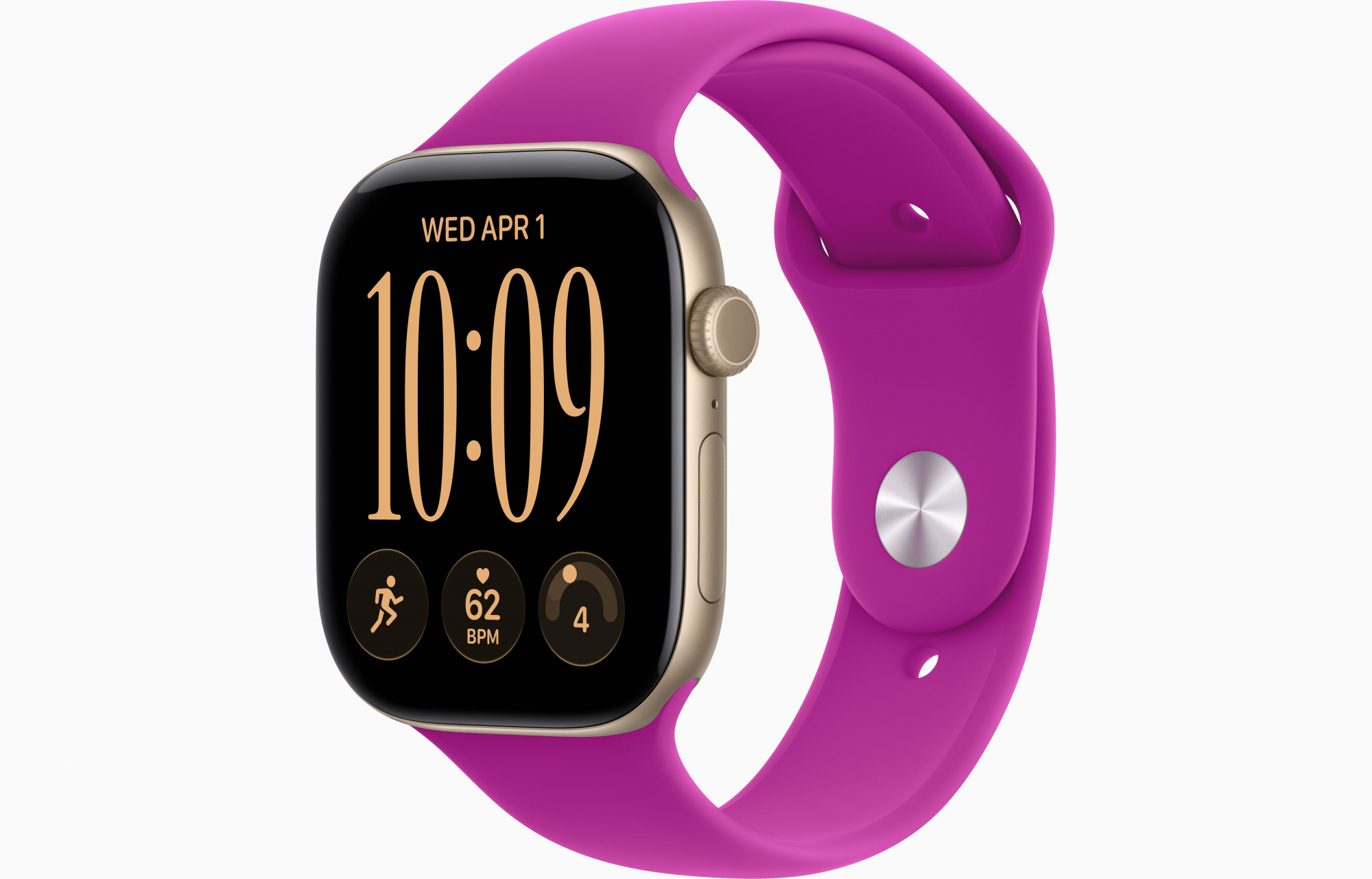 Apple Watch Series 12 (46mm, Light Gold, Sport Band, Magenta, S/M)