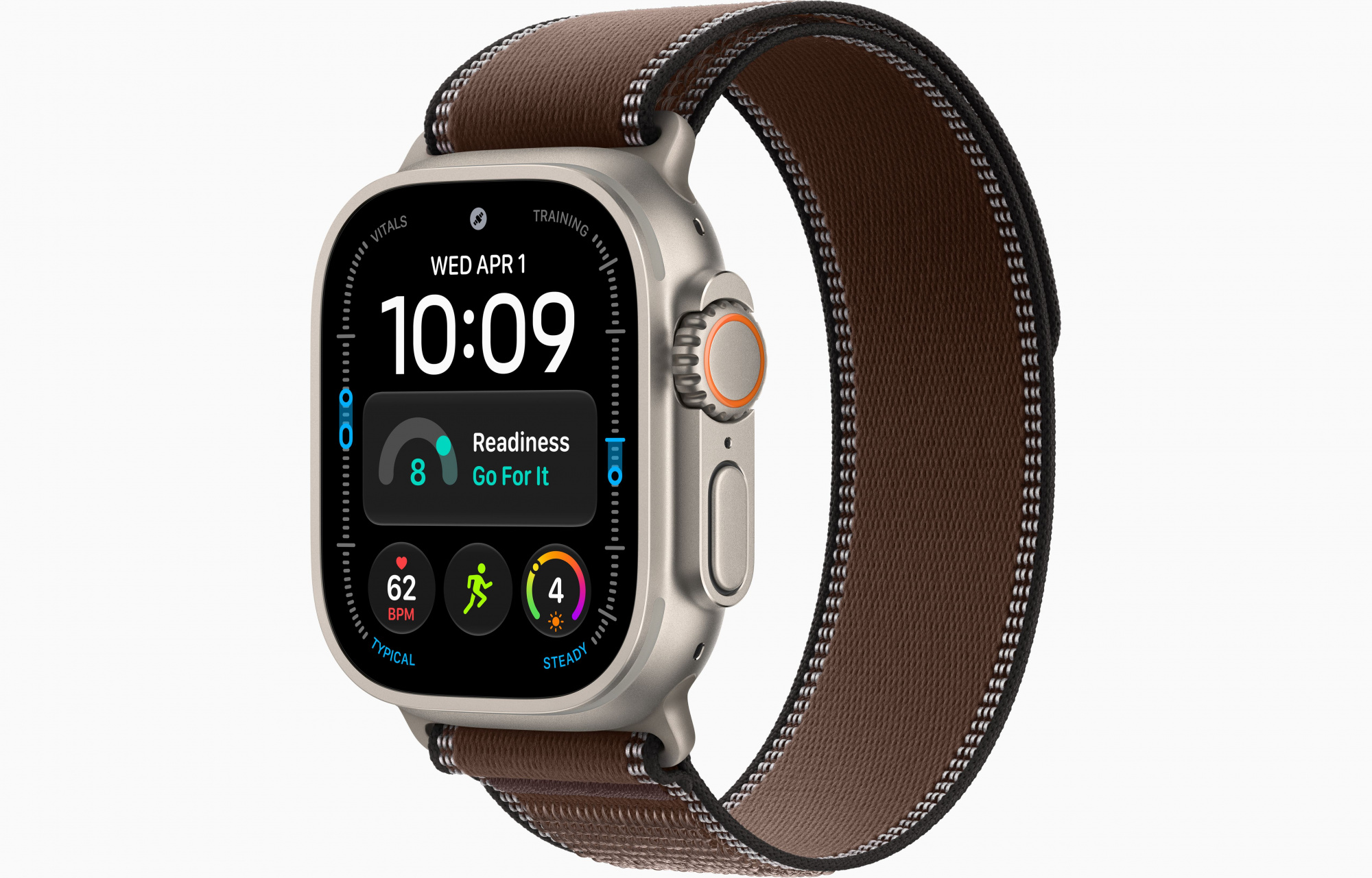 Apple Watch Ultra 4 (49mm, Natural Titanium, Trail Loop, Dark Umber, M/L)