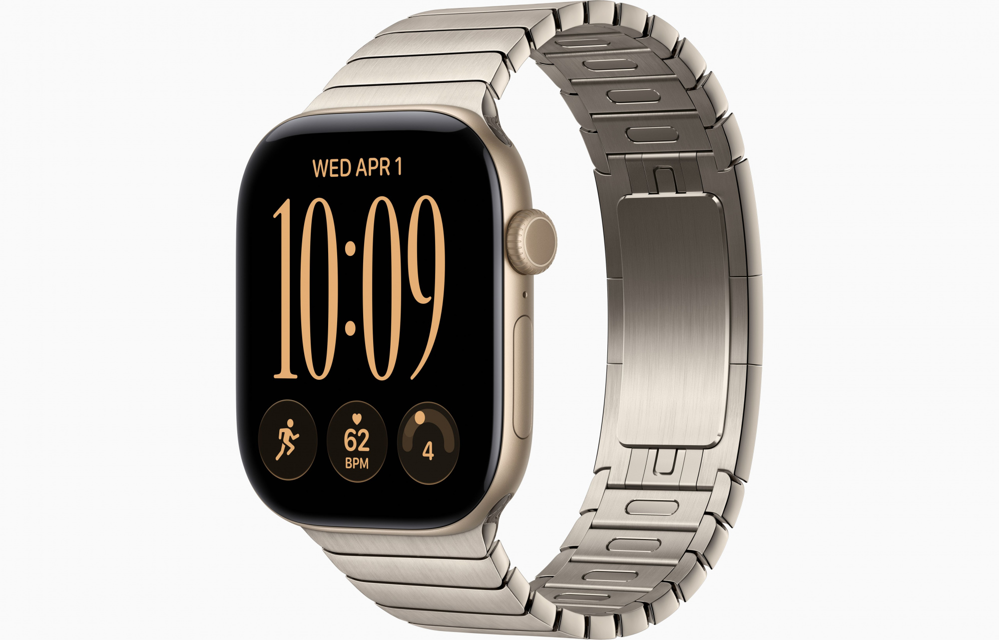 Apple Watch Series 12 (46mm, Light Gold, Link Bracelet, Natural, One Size)