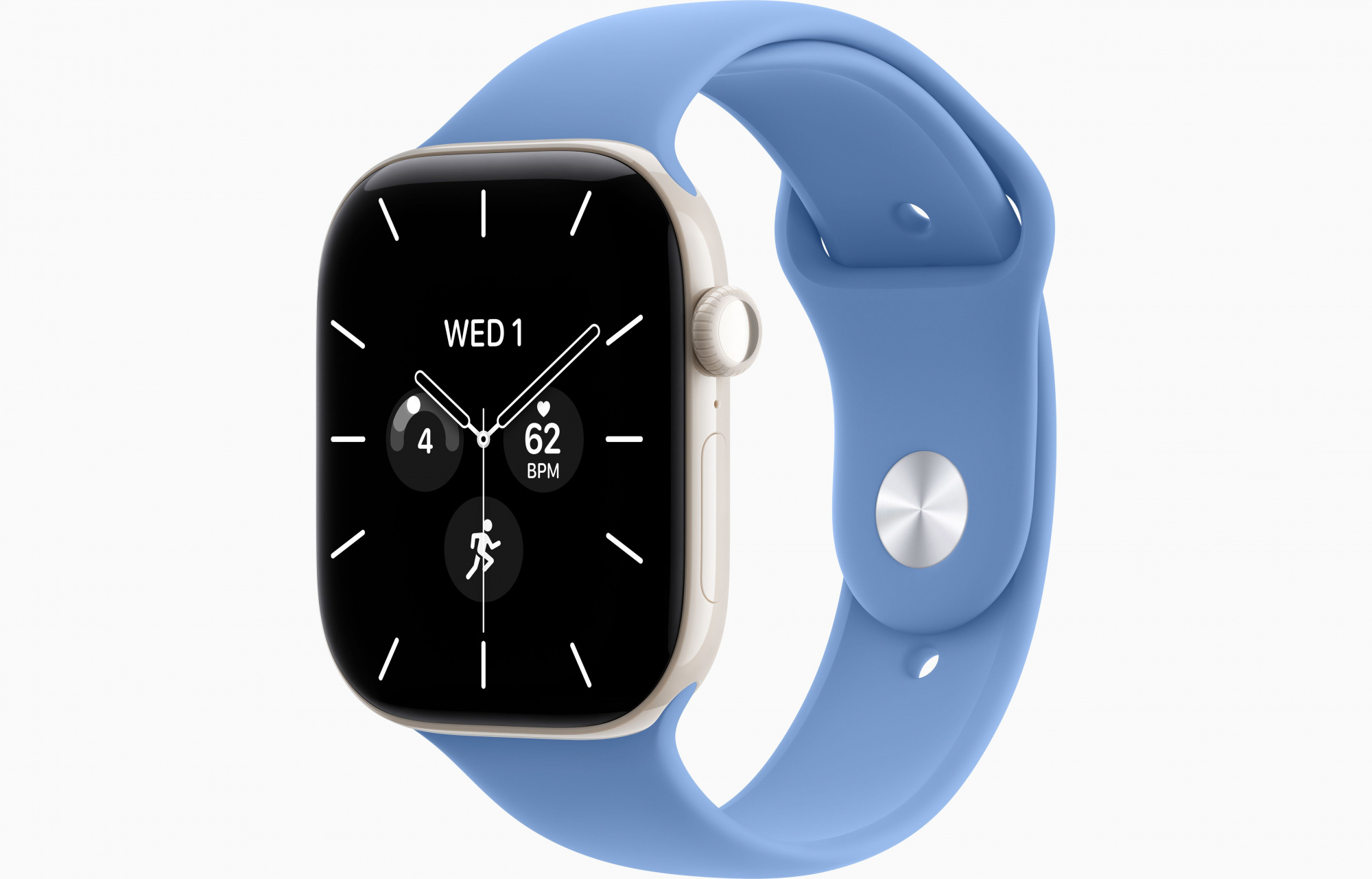 Apple Watch Series 12 (42mm, Pearl White, Sport Band, Wildflower Blue, M/L)