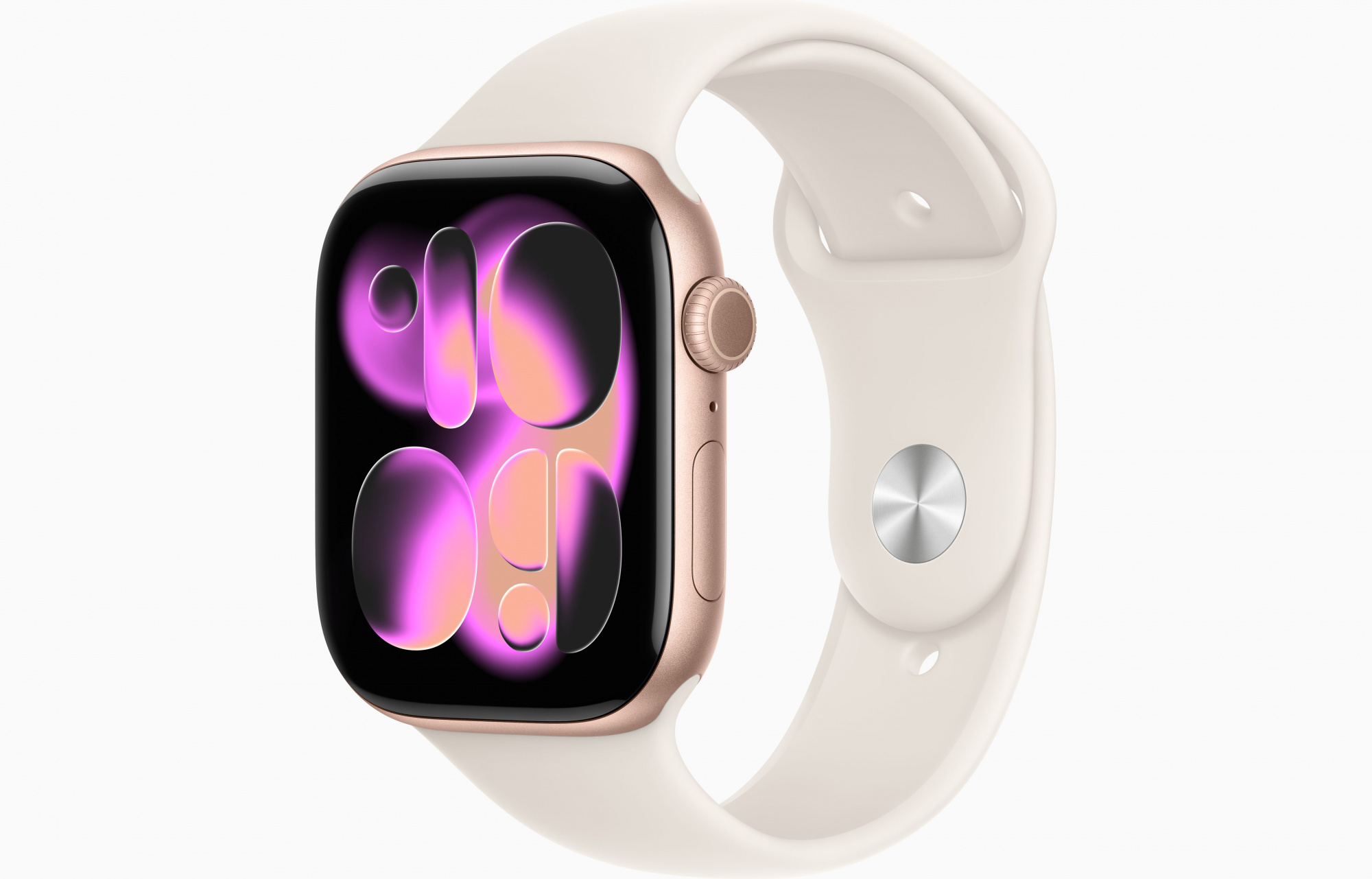 Apple Watch Series 11 (46mm, Rose Gold, Sport Band, Starlight, M/L)