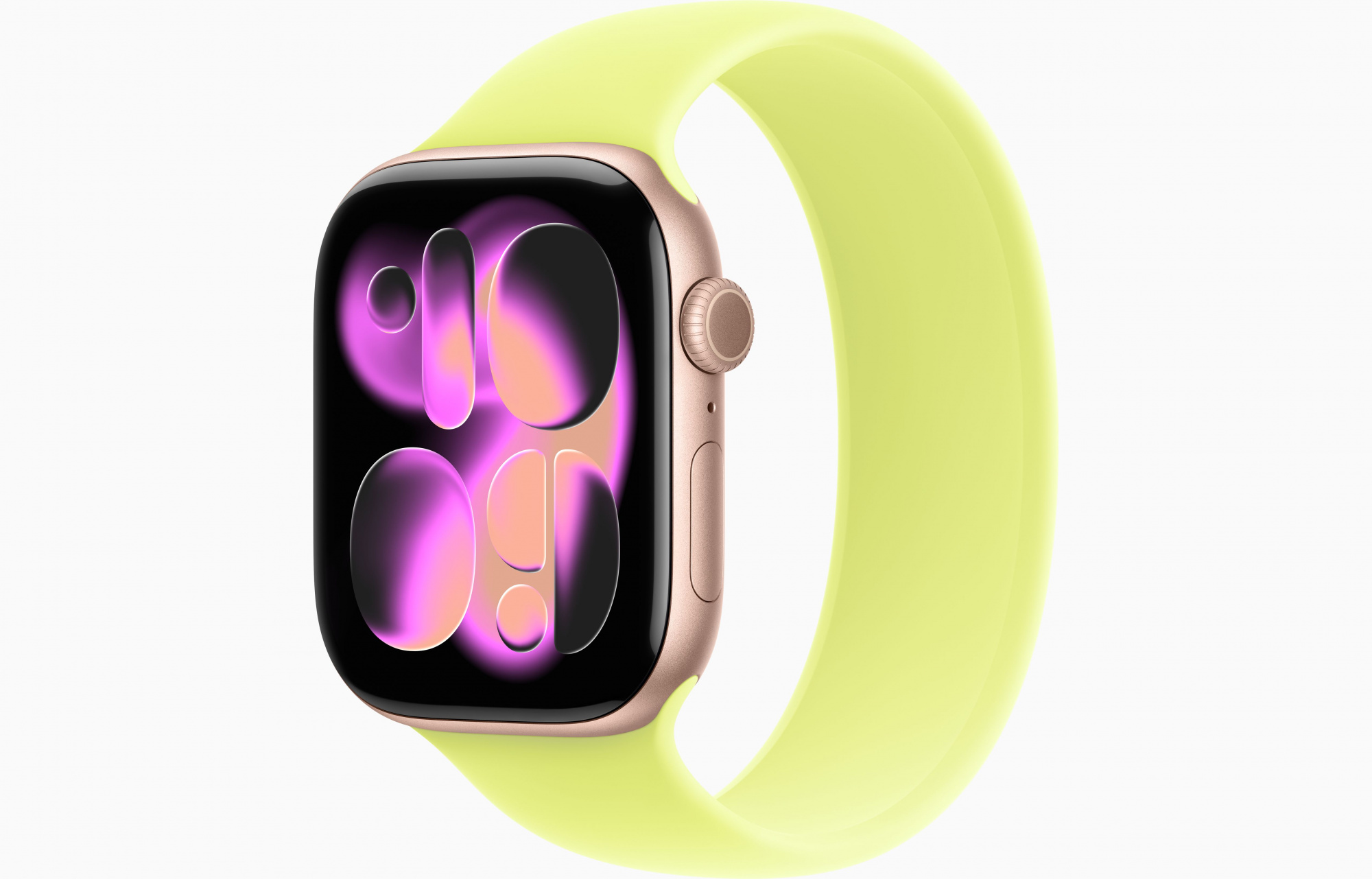 Apple Watch Series 11 (46mm, Rose Gold, Solo Loop, Neon Yellow, One Size)