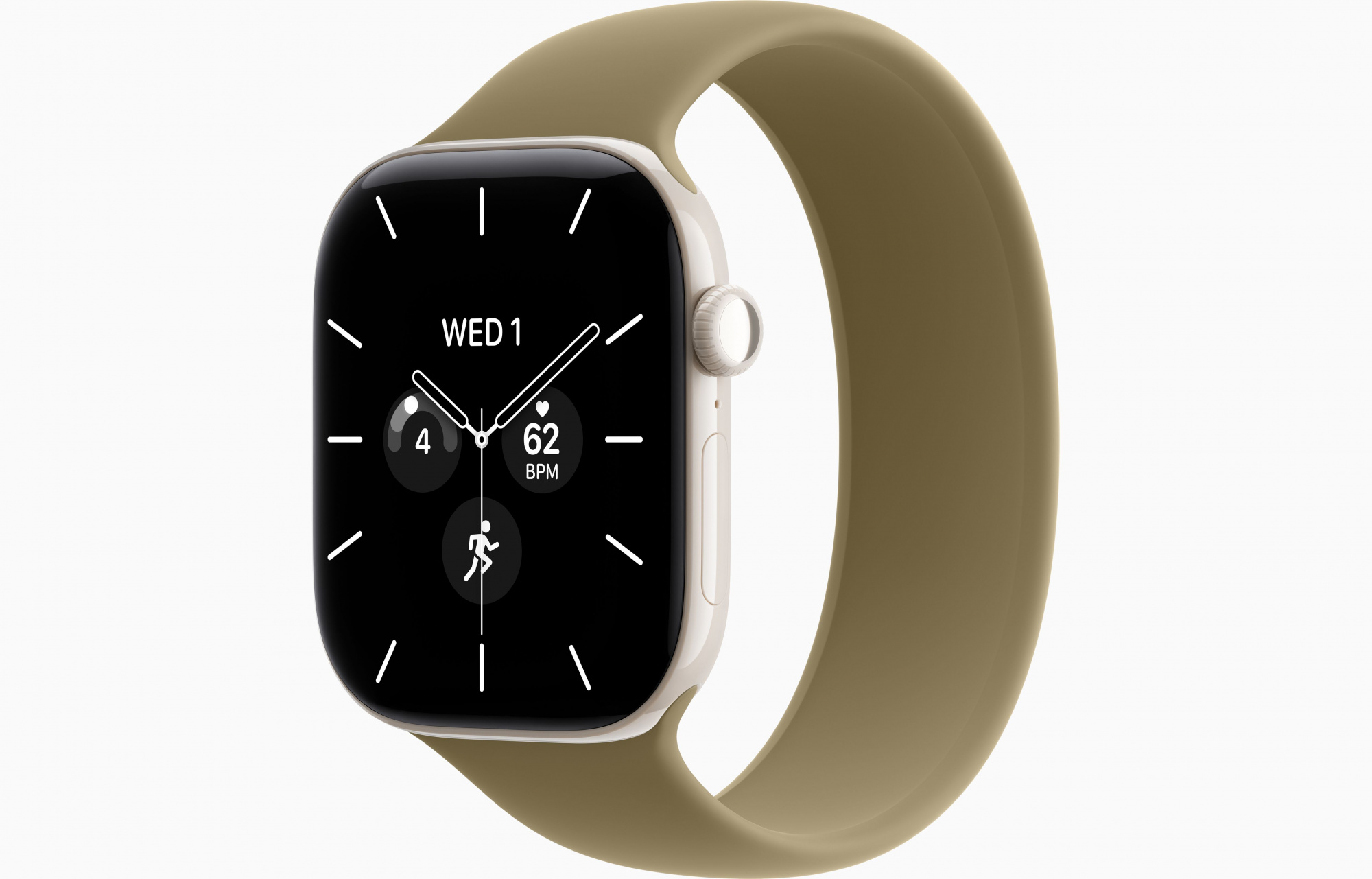 Apple Watch Series 12 (46mm, Pearl White, Solo Loop, Olive, One Size)