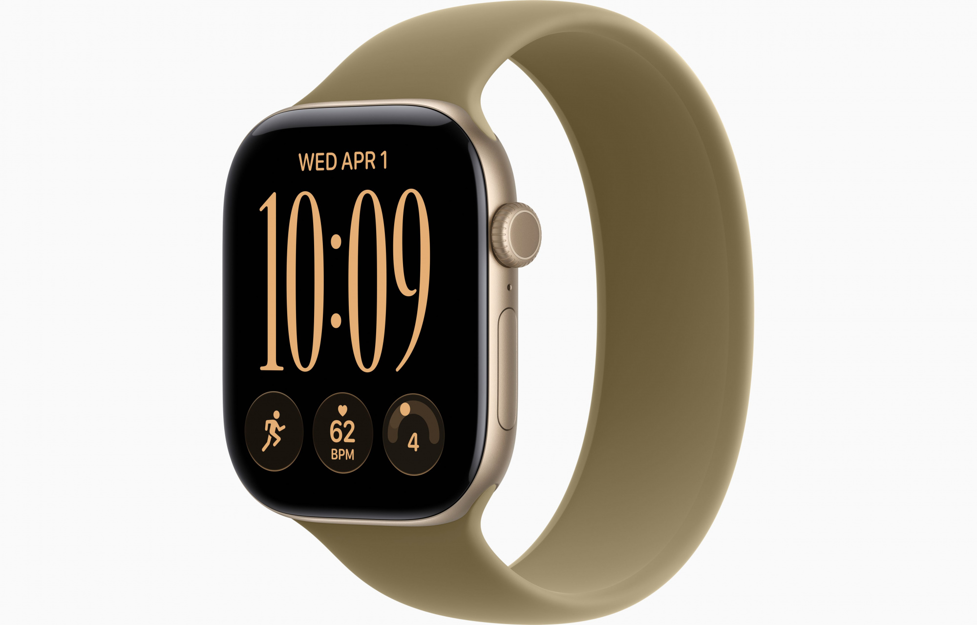 Apple Watch Series 12 (46mm, Light Gold, Solo Loop, Olive, One Size)