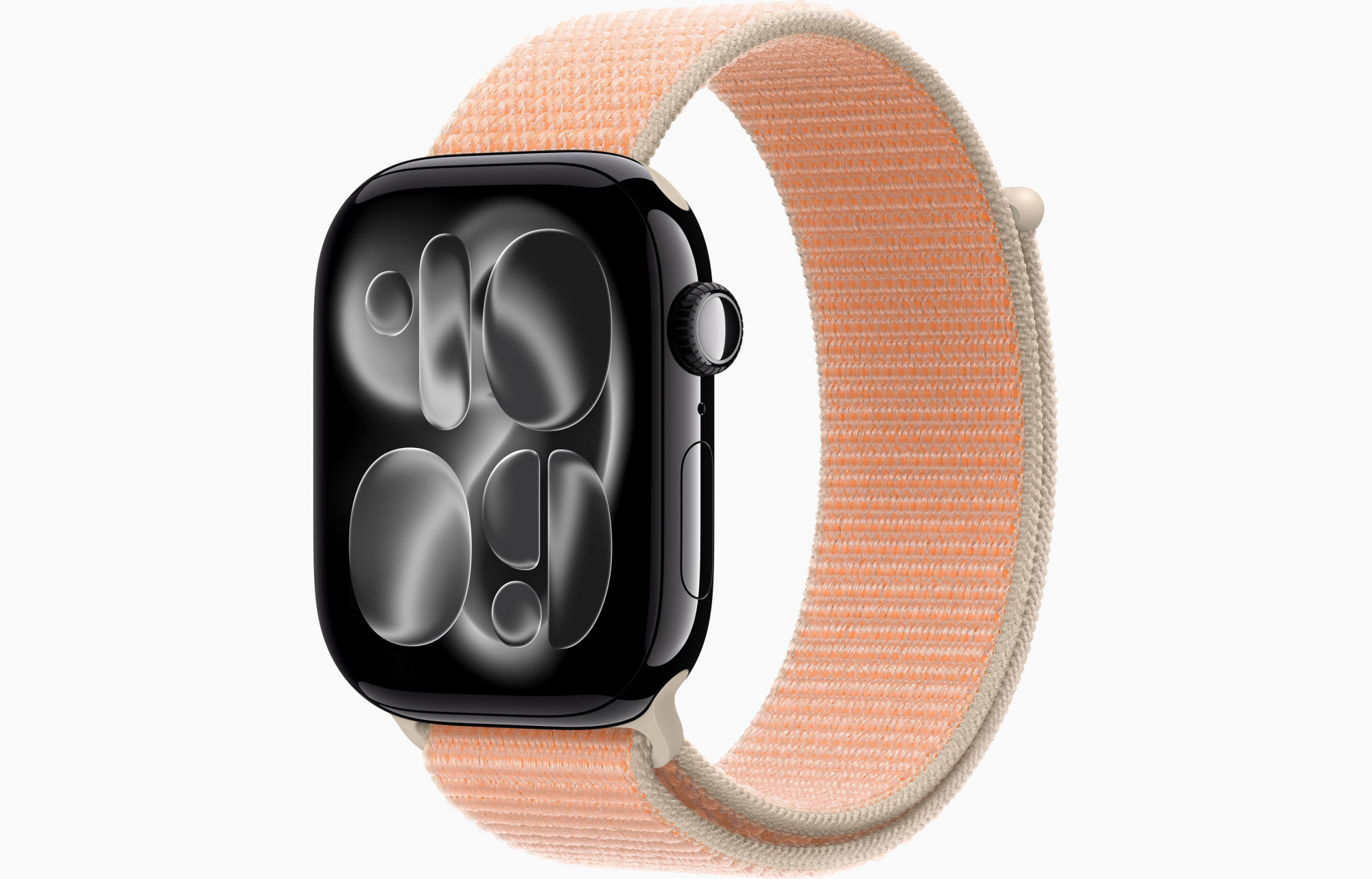 Apple Watch Series 11 (46mm, Jet Black, Sport Loop, Cantaloupe, One Size)