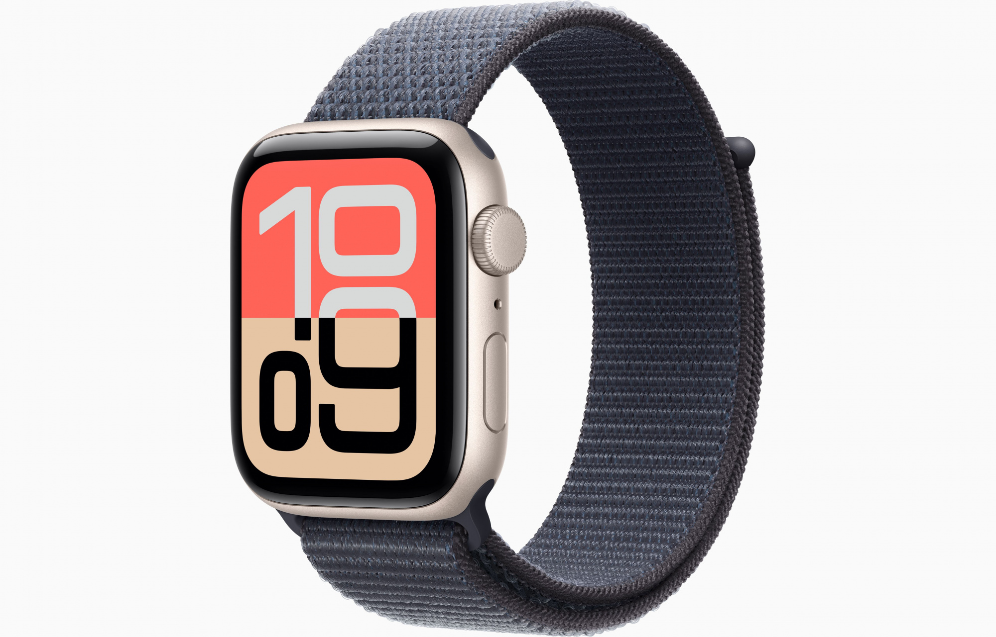 Apple Watch SE3  (44mm, Starlight, Sport Loop, Anchor Blue, One Size)