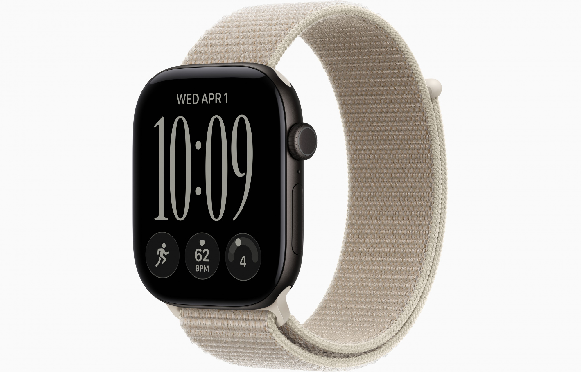 Apple Watch Series 12 (46mm, Black, Sport Loop, Limestone, One Size)