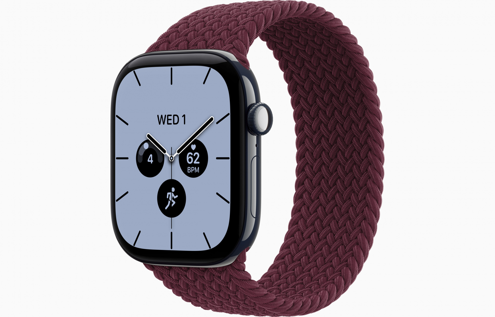 Apple Watch Series 12 (46mm, Night Blue, Braided Solo Loop, Burgundy, One Size)