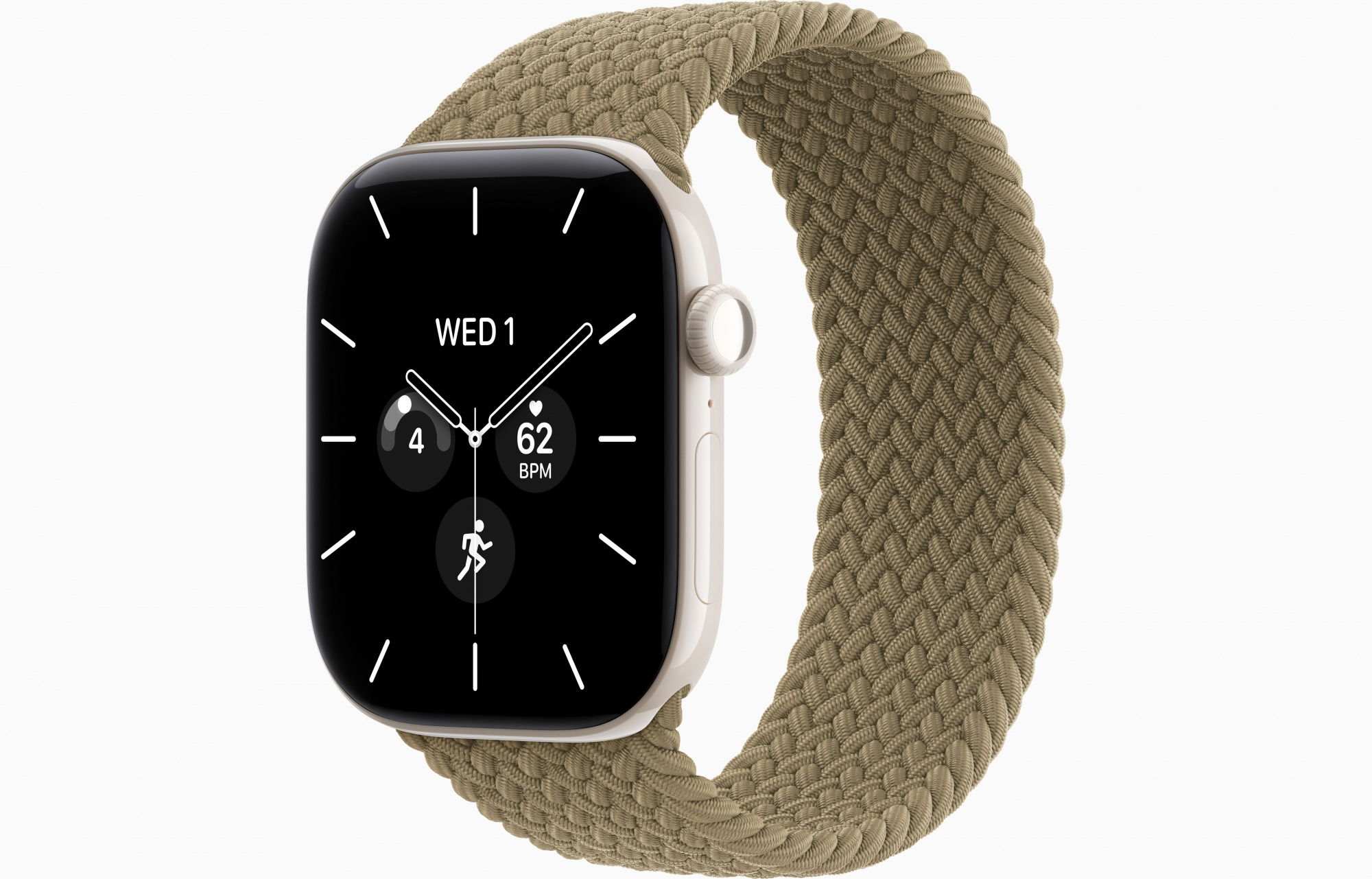Apple Watch Series 12 (46mm, Pearl White, Braided Solo Loop, Olive, One Size)