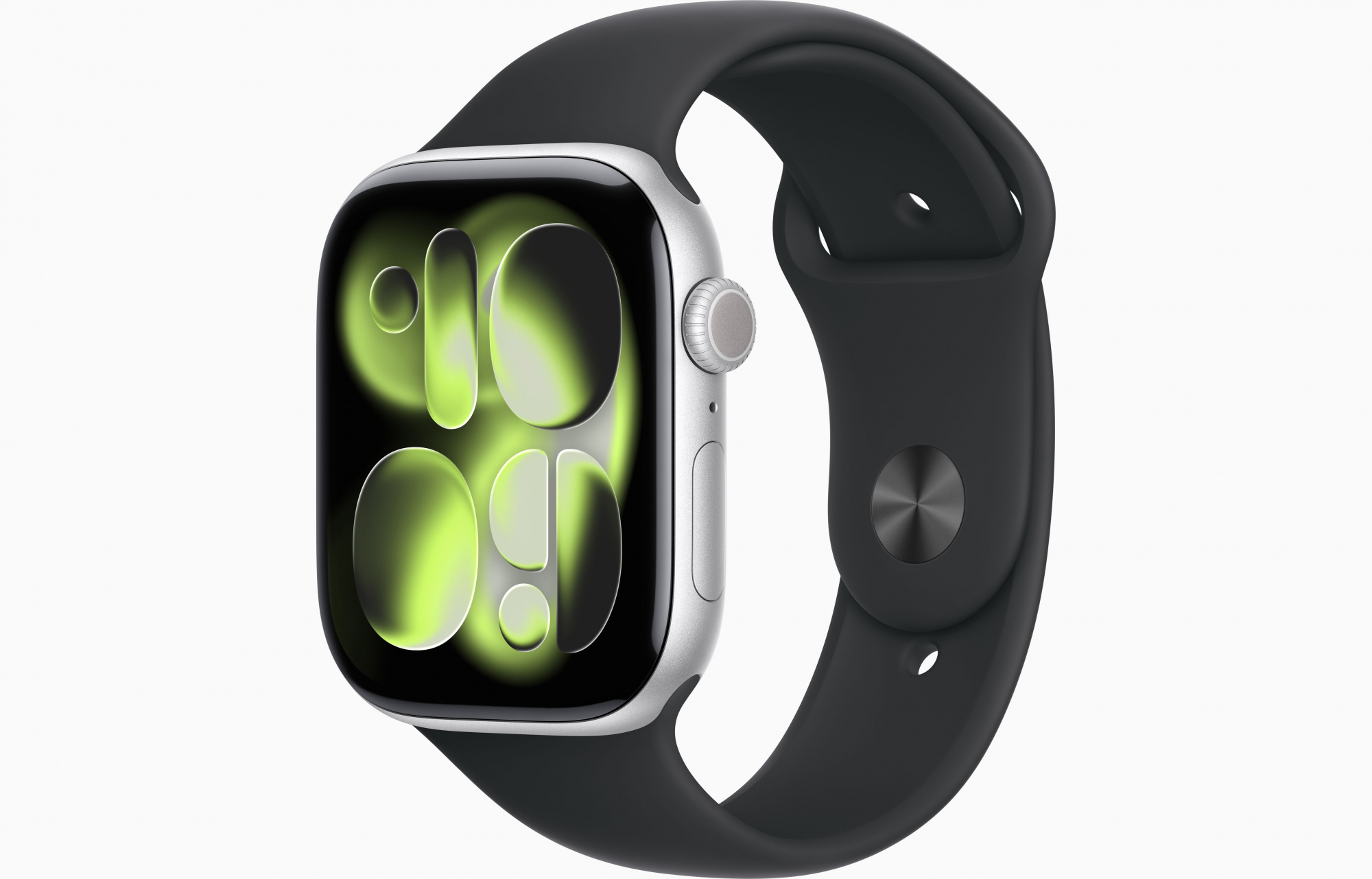 Apple Watch Series 11 (46mm, Silver, Sport Band, Black, M/L)